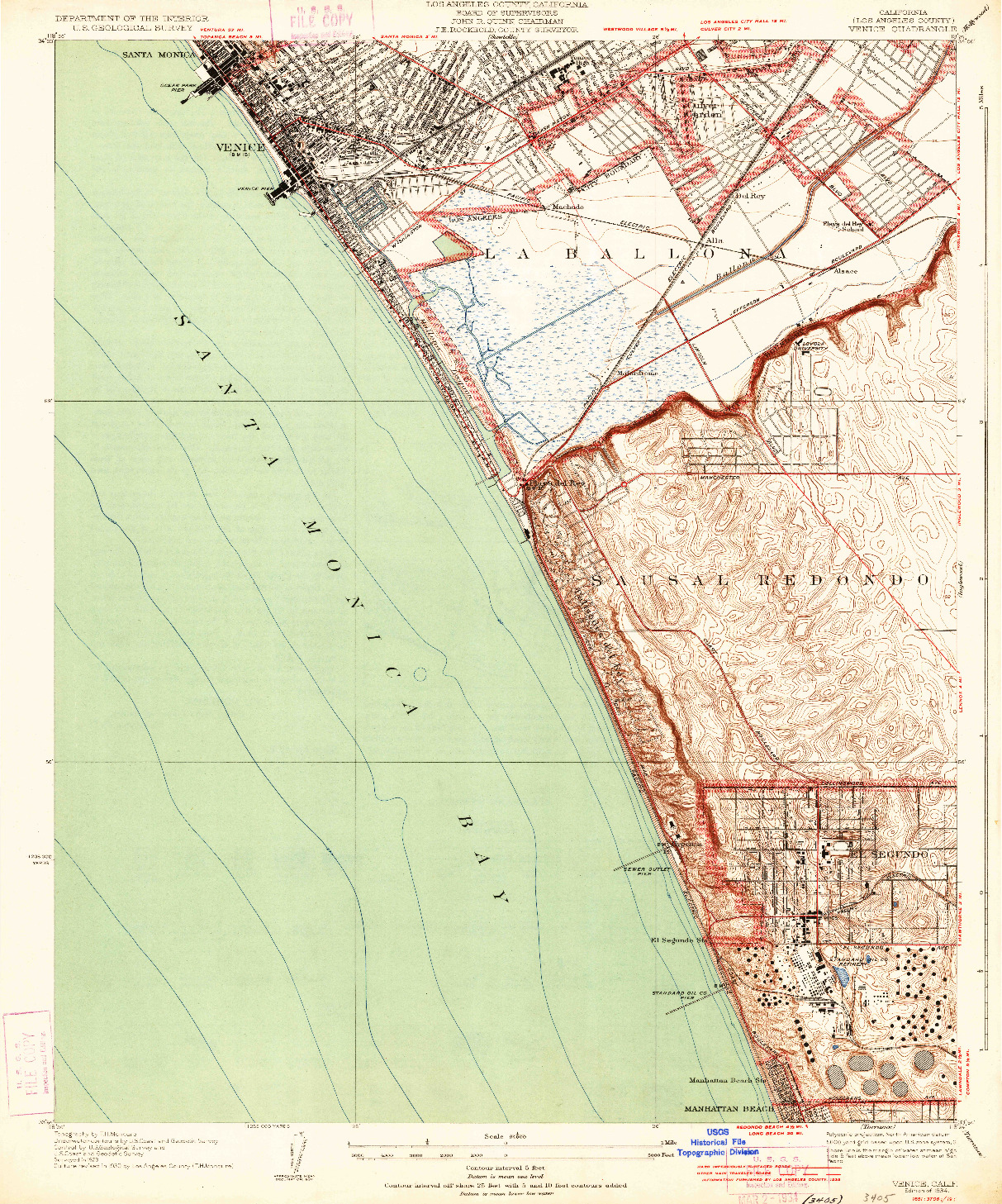 USGS 1:24000-SCALE QUADRANGLE FOR VENICE, CA 1934