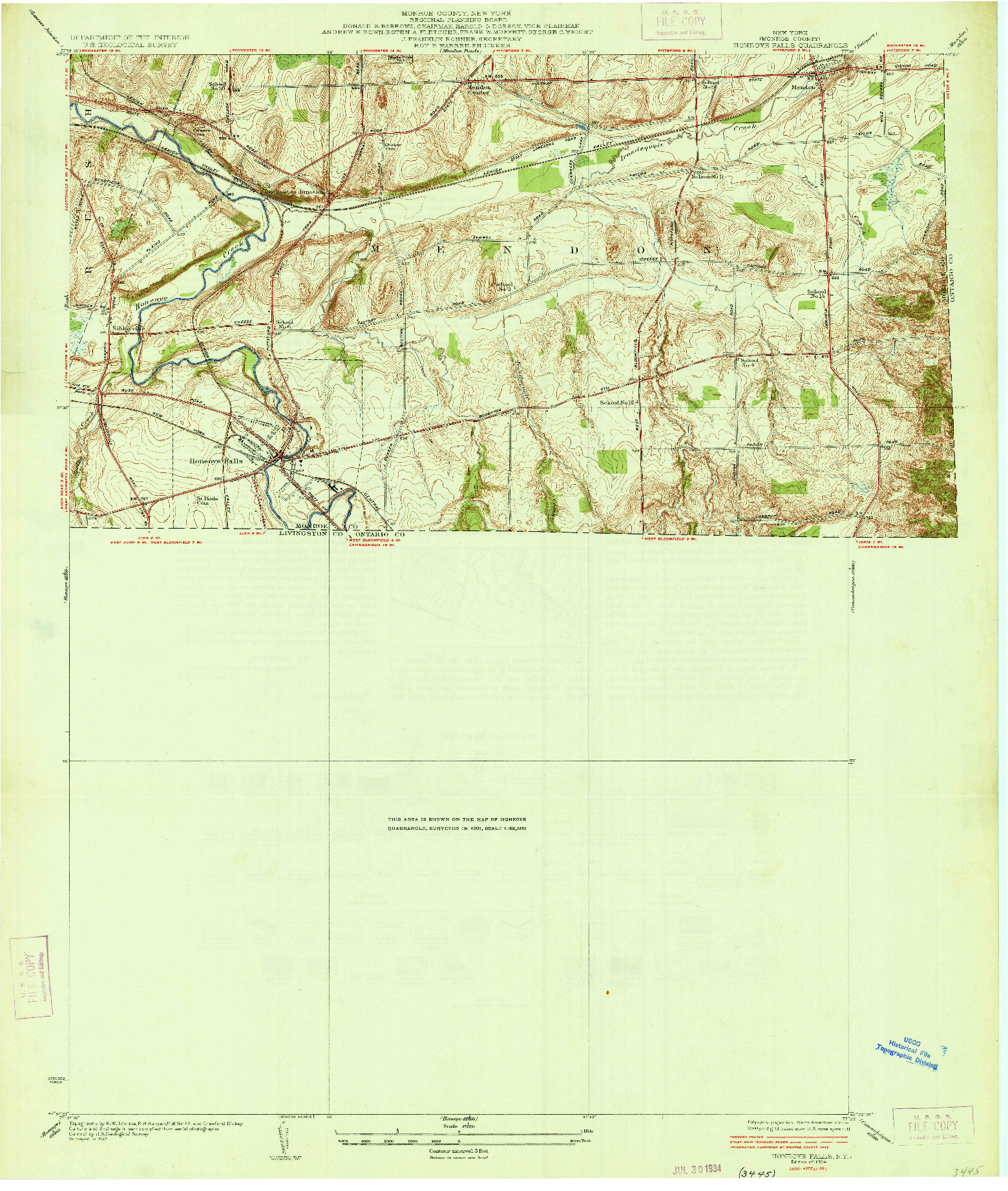 USGS 1:24000-SCALE QUADRANGLE FOR HONEOYE FALLS, NY 1934