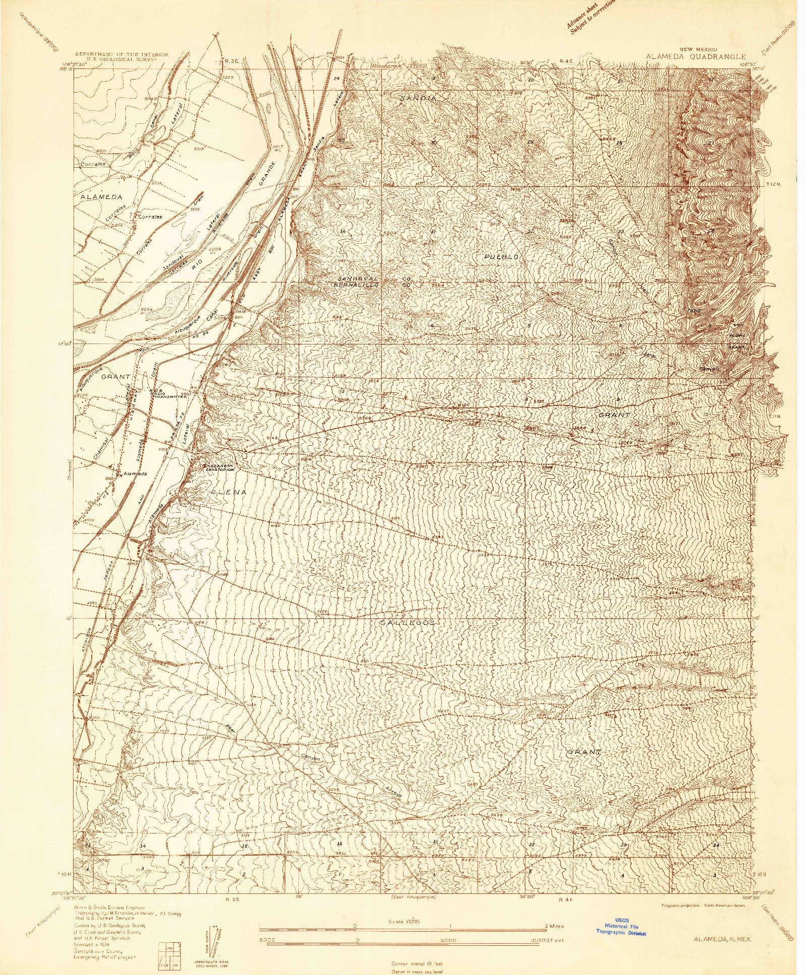 USGS 1:24000-SCALE QUADRANGLE FOR ALAMEDA, NM 1934