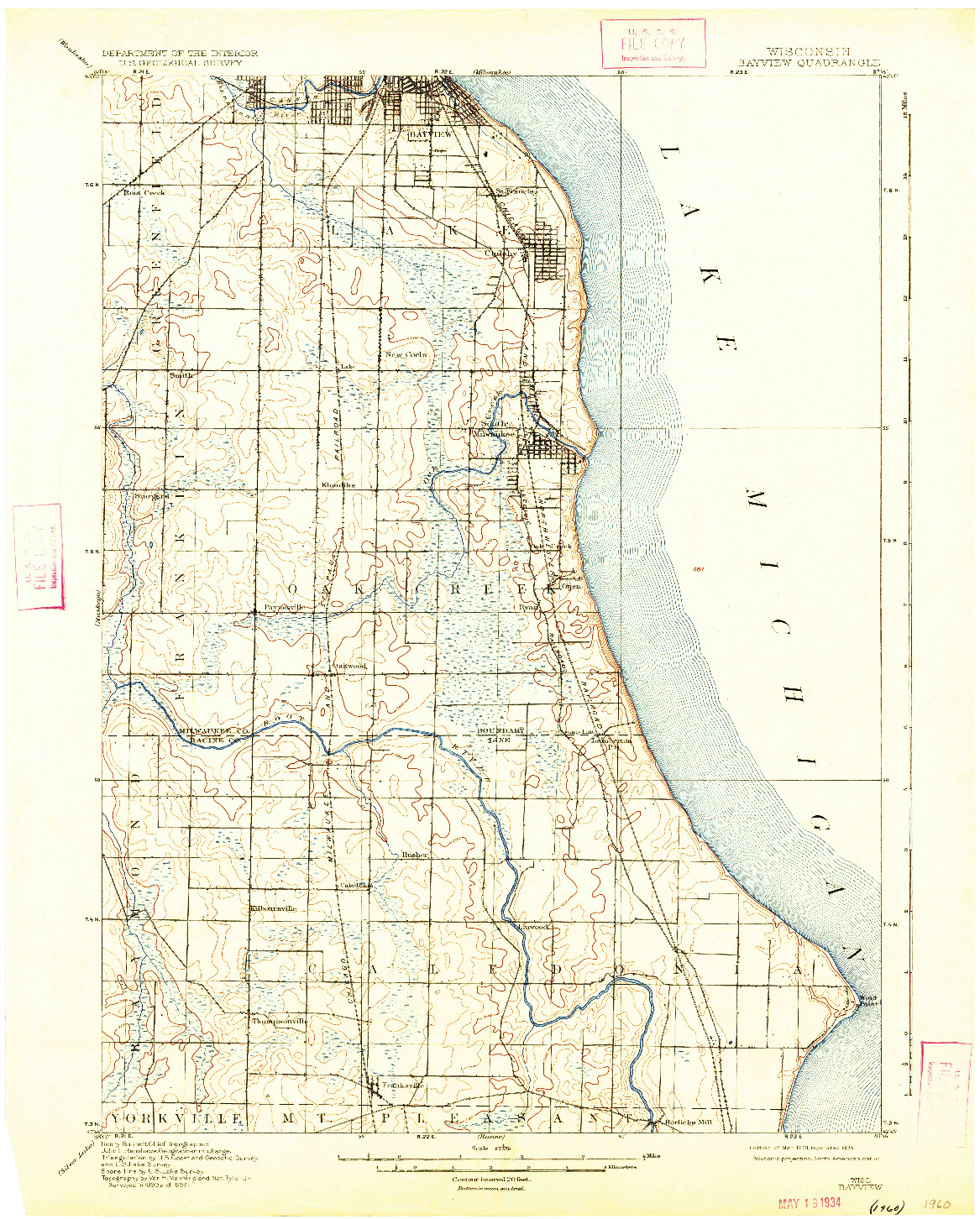 USGS 1:62500-SCALE QUADRANGLE FOR BAYVIEW, WI 1901