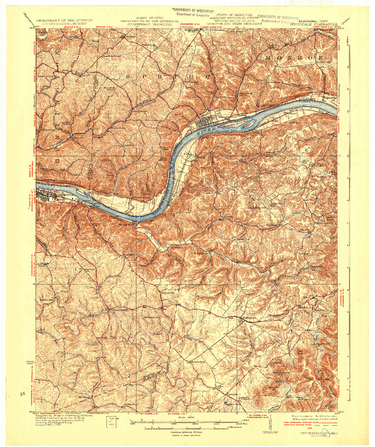 USGS 1:62500-SCALE QUADRANGLE FOR SPRINGDALE, KY 1935
