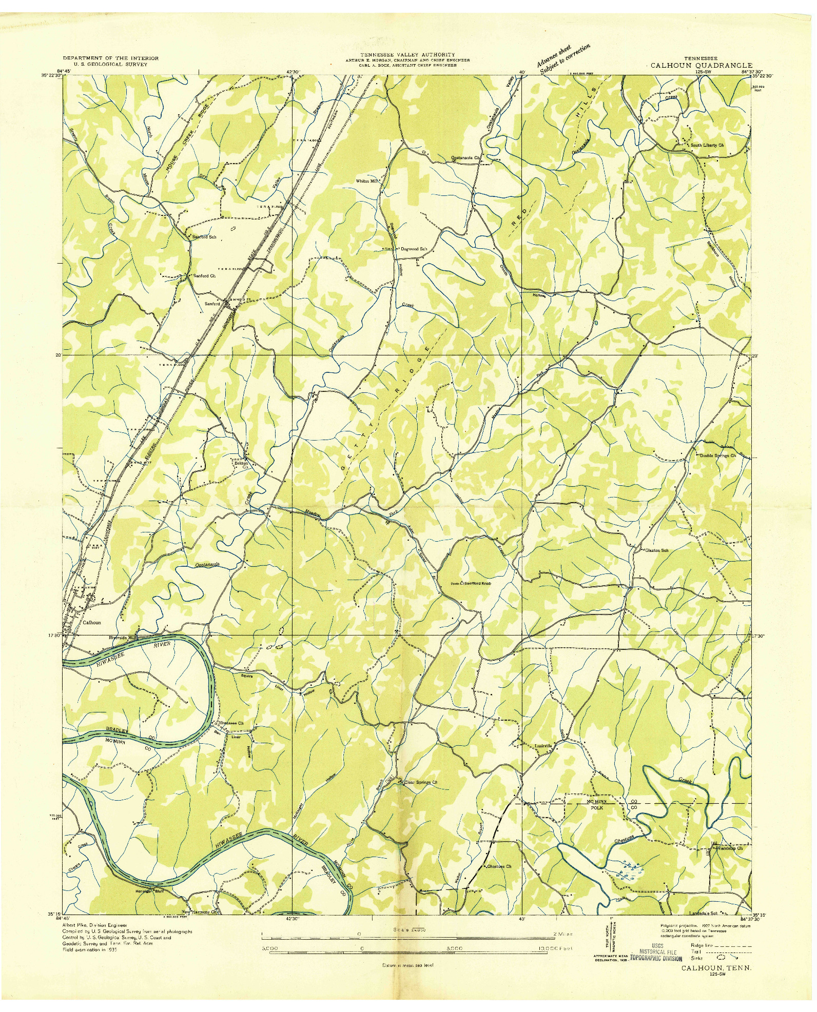 USGS 1:24000-SCALE QUADRANGLE FOR CALHOUN, TN 1935