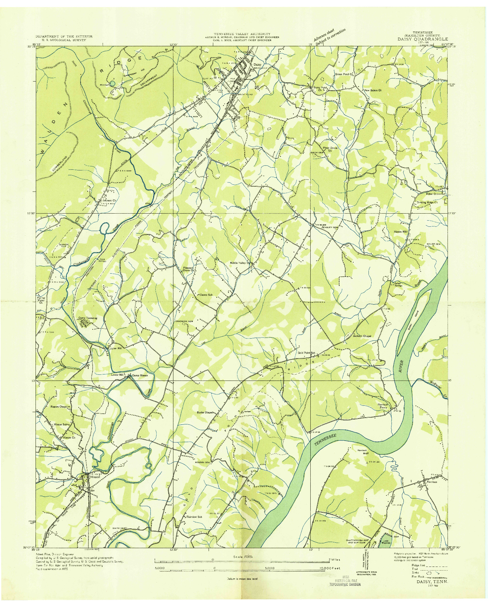 USGS 1:24000-SCALE QUADRANGLE FOR DAISY, TN 1935