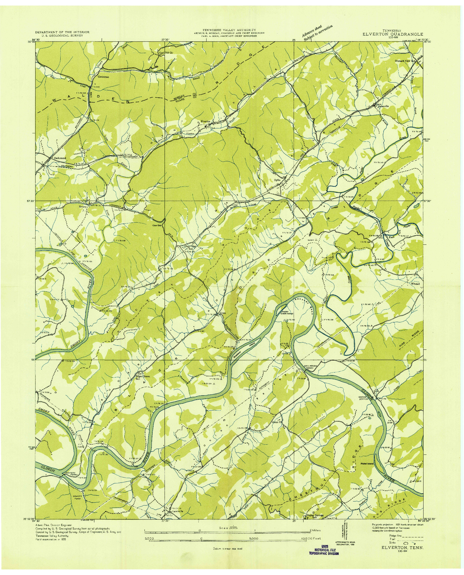 USGS 1:24000-SCALE QUADRANGLE FOR ELVERTON, TN 1935