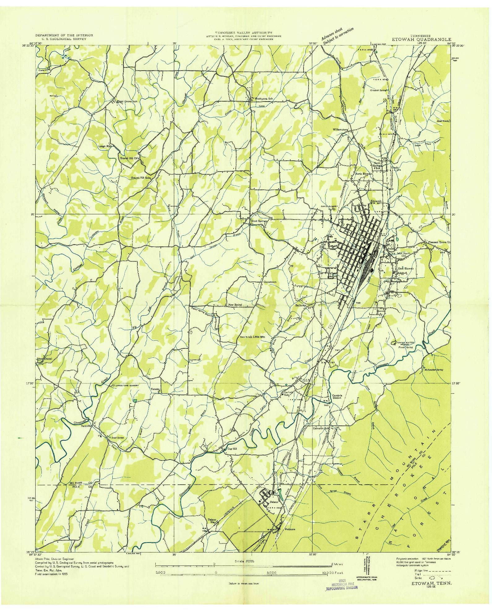 USGS 1:24000-SCALE QUADRANGLE FOR ETOWAH, TN 1935
