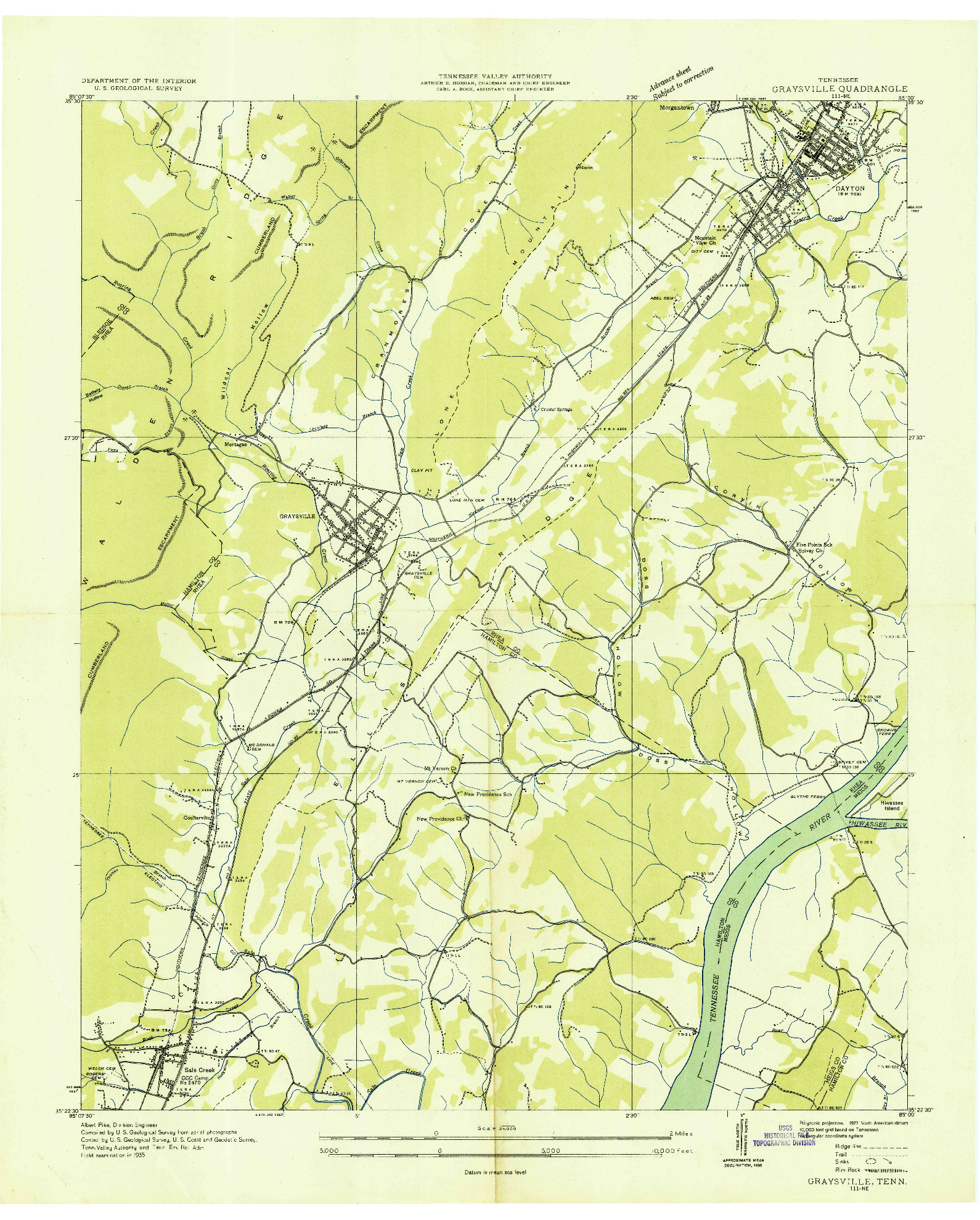 USGS 1:24000-SCALE QUADRANGLE FOR GRAYSVILLE, TN 1935