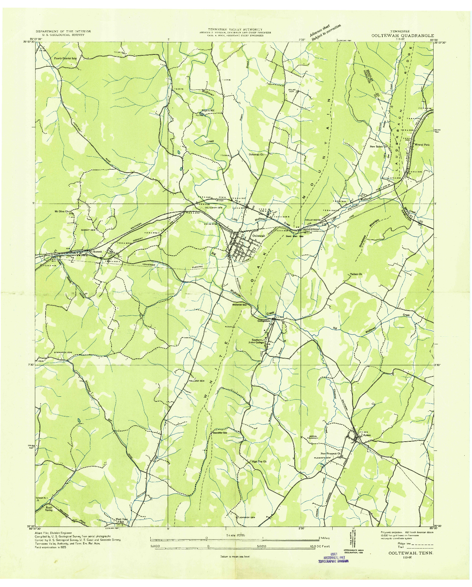 USGS 1:24000-SCALE QUADRANGLE FOR OOLTEWAH, TN 1935