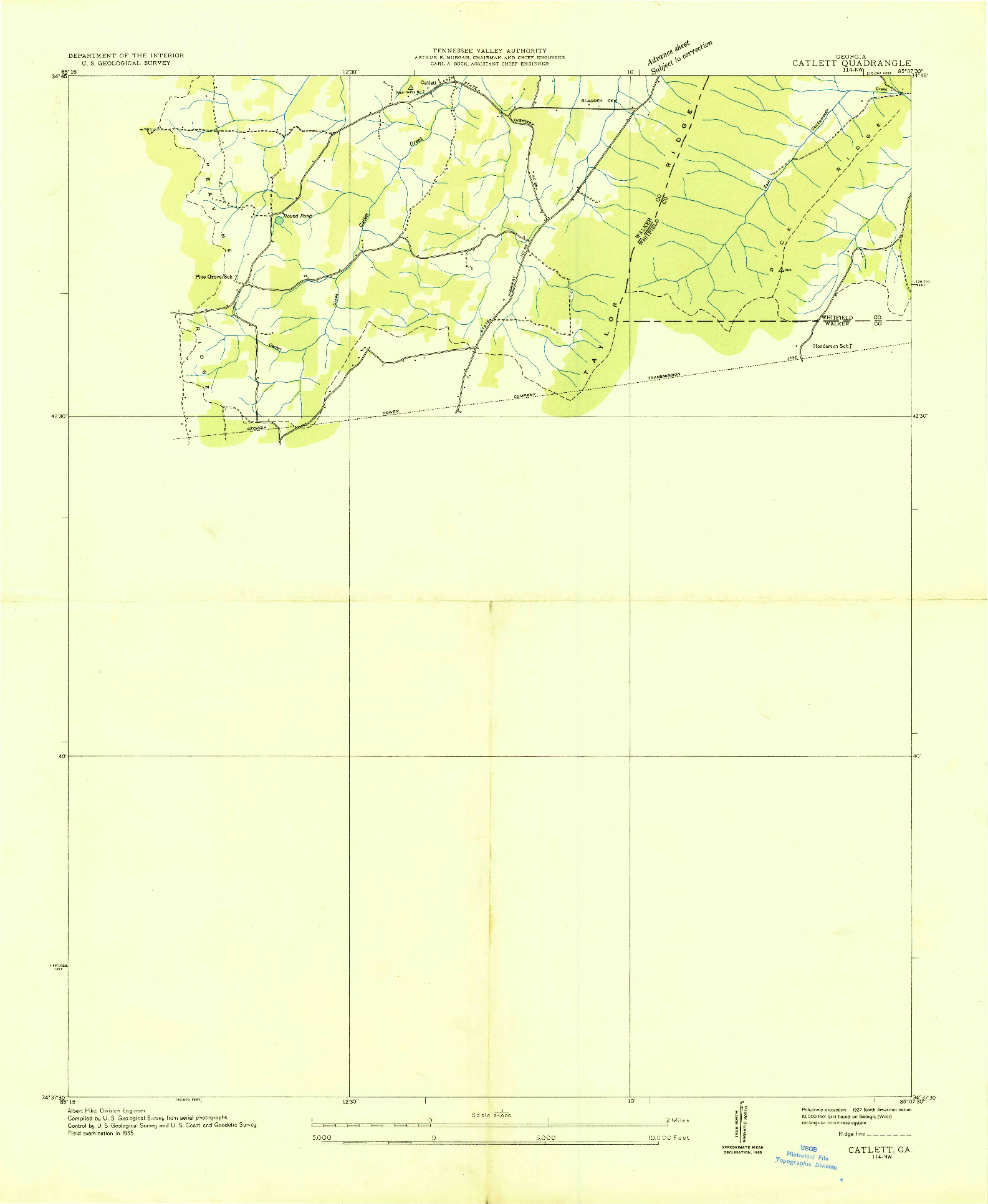 USGS 1:24000-SCALE QUADRANGLE FOR CATLETT, GA 1935