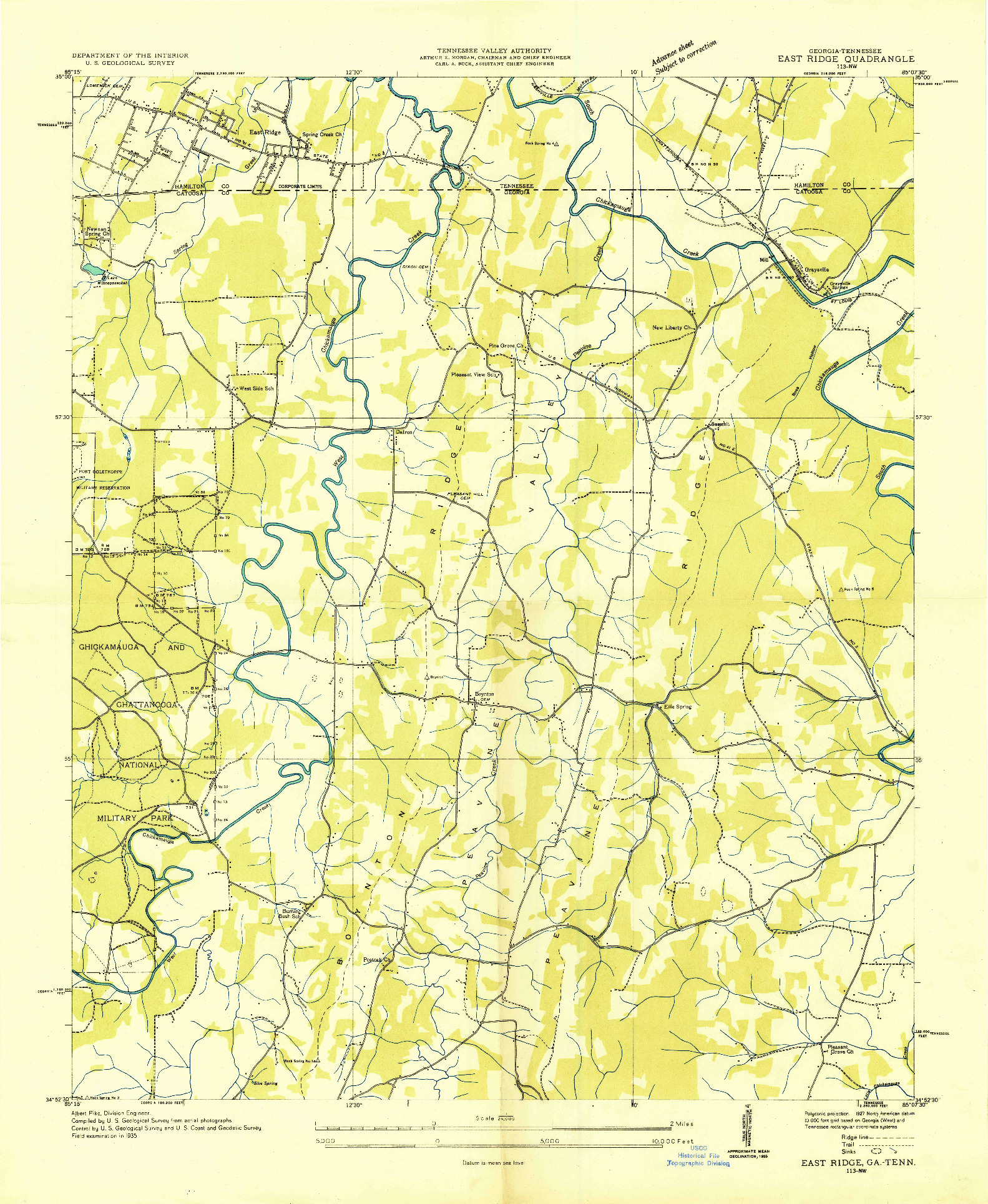 USGS 1:24000-SCALE QUADRANGLE FOR EAST RIDGE, GA 1935