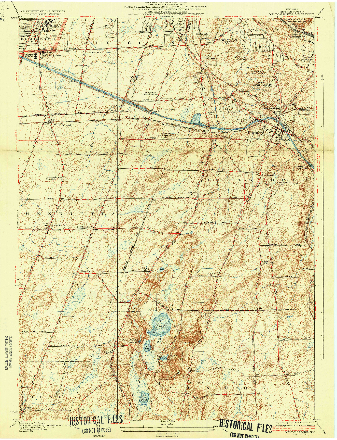 USGS 1:24000-SCALE QUADRANGLE FOR MENDON PONDS, NY 1935