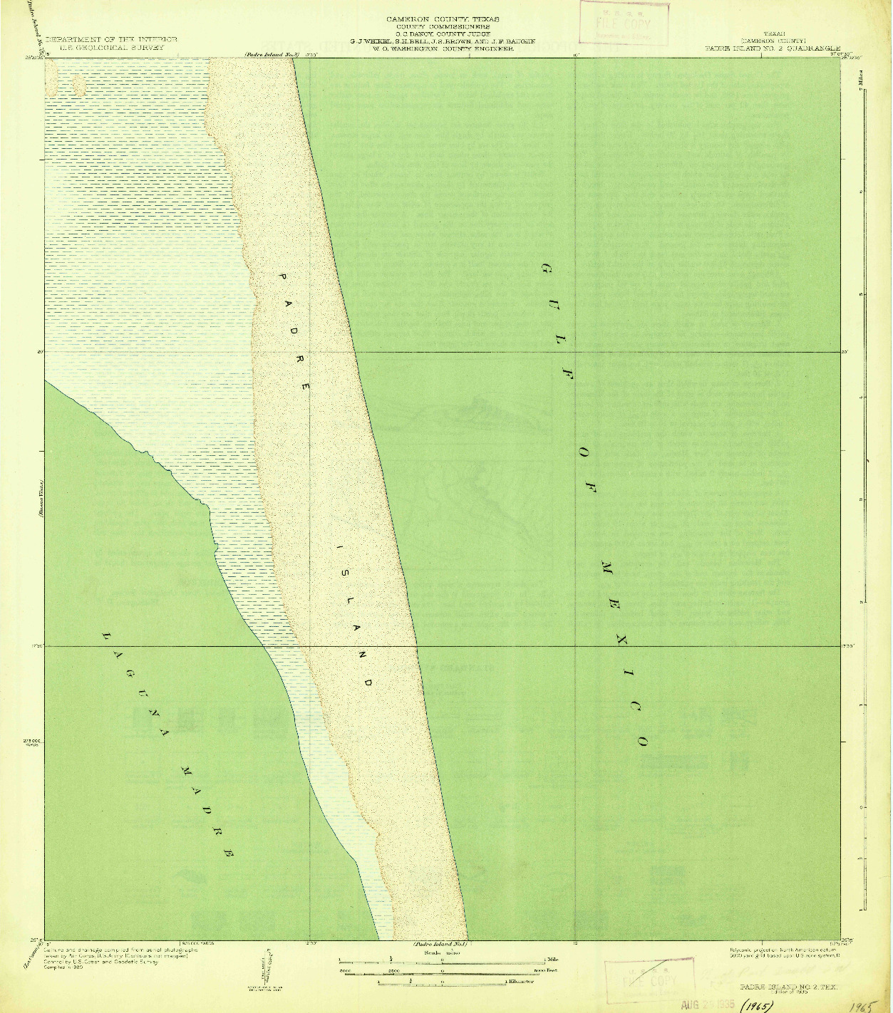 USGS 1:31680-SCALE QUADRANGLE FOR PADRE ISLAND NO. 2, TX 1935