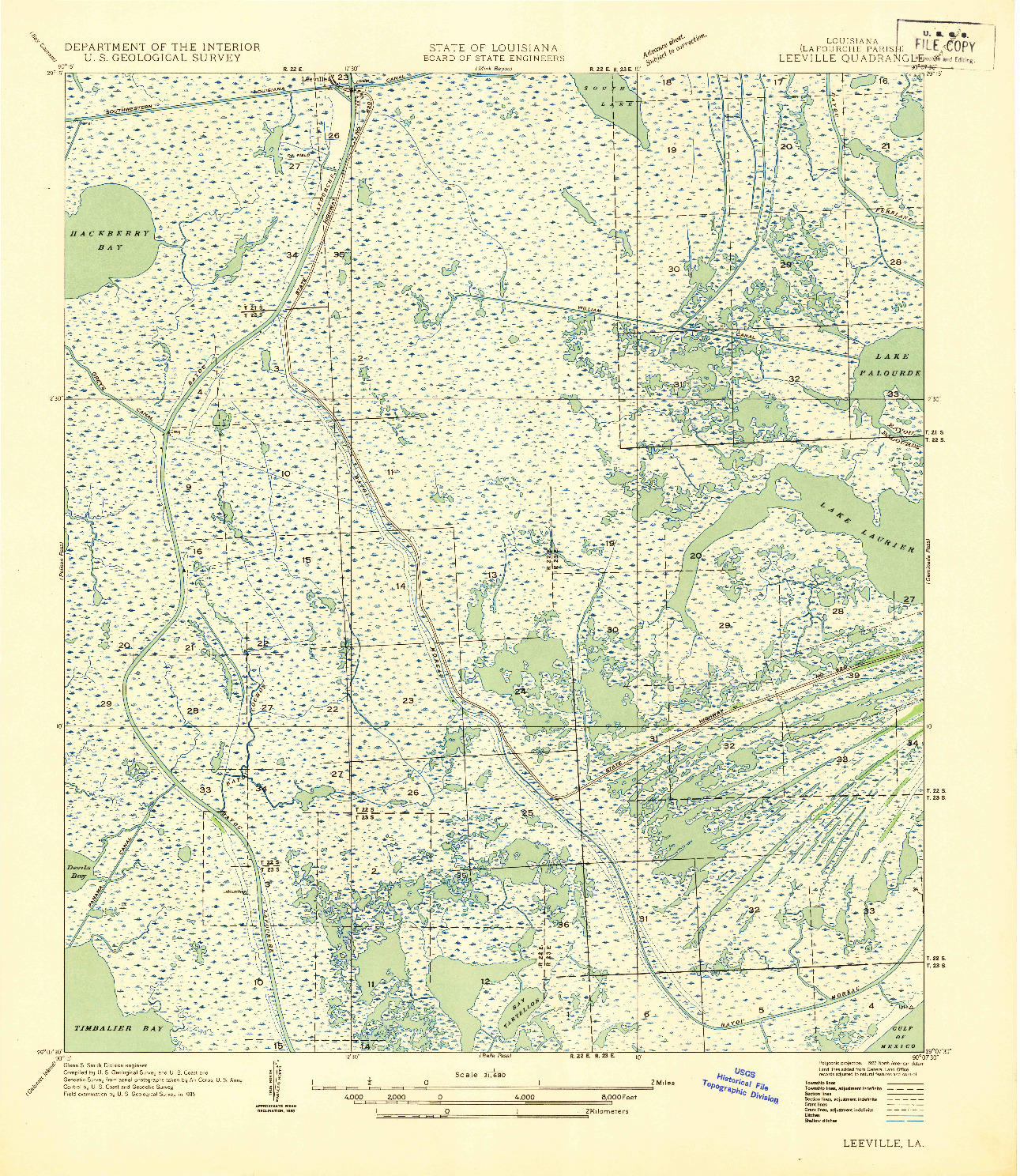 USGS 1:31680-SCALE QUADRANGLE FOR LEEVILLE, LA 1935