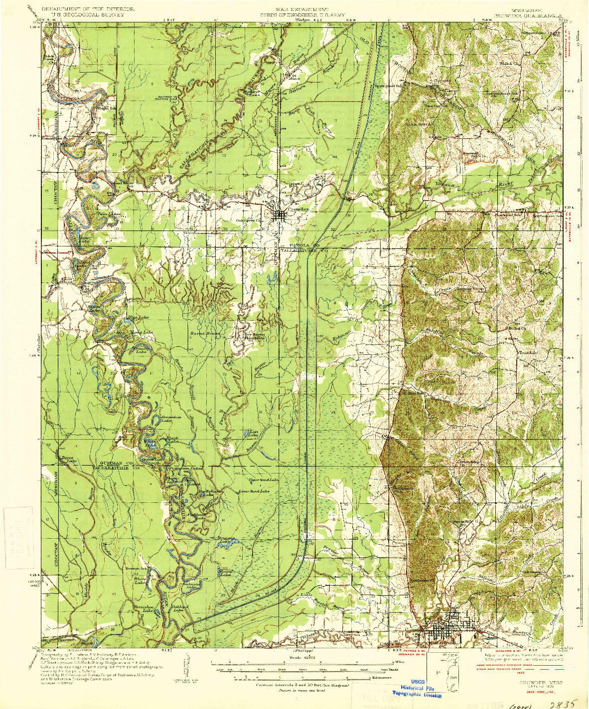 USGS 1:62500-SCALE QUADRANGLE FOR CROWDER, MS 1935