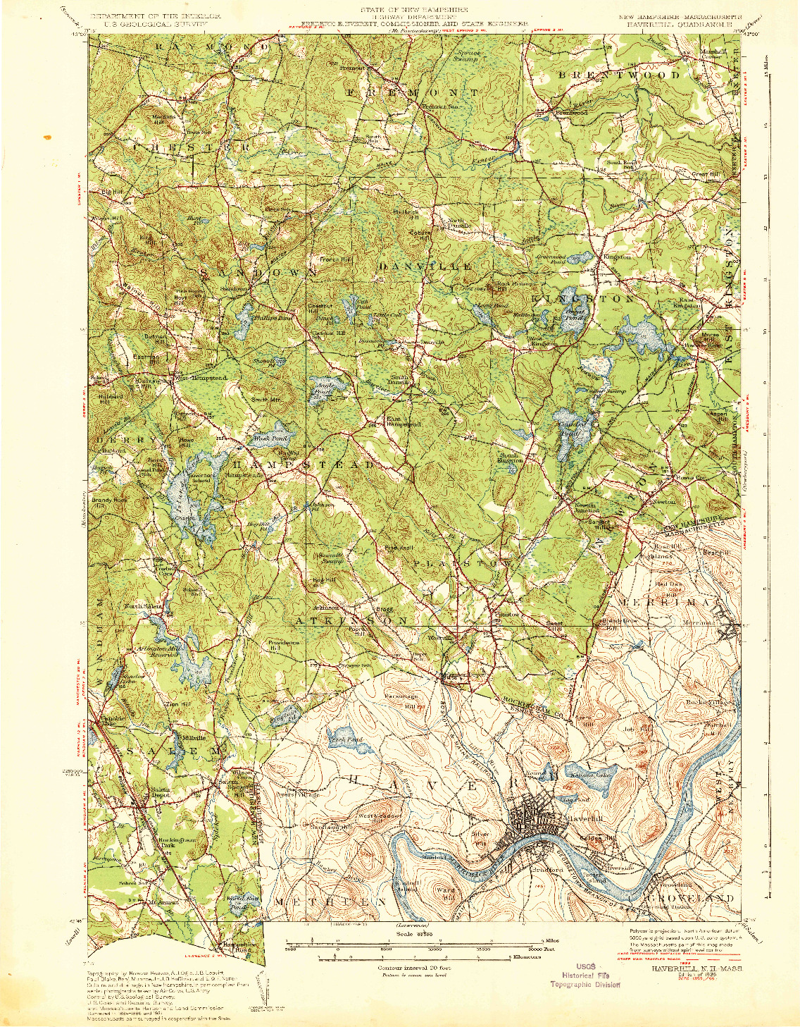 USGS 1:62500-SCALE QUADRANGLE FOR HAVERHILL, MA 1935