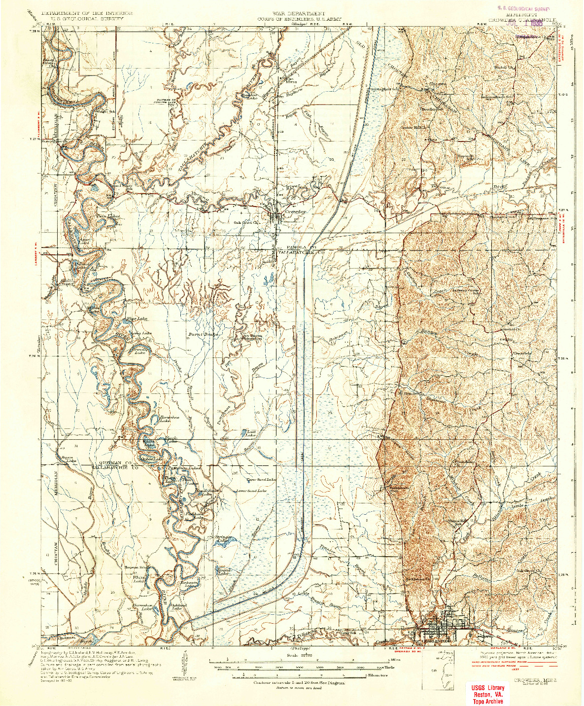 USGS 1:62500-SCALE QUADRANGLE FOR CROWDER, MS 1935