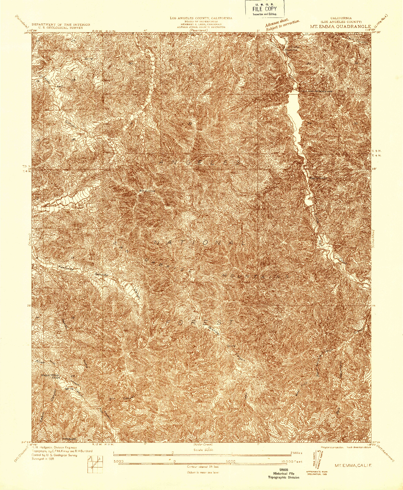 USGS 1:24000-SCALE QUADRANGLE FOR MT. EMMA, CA 1935