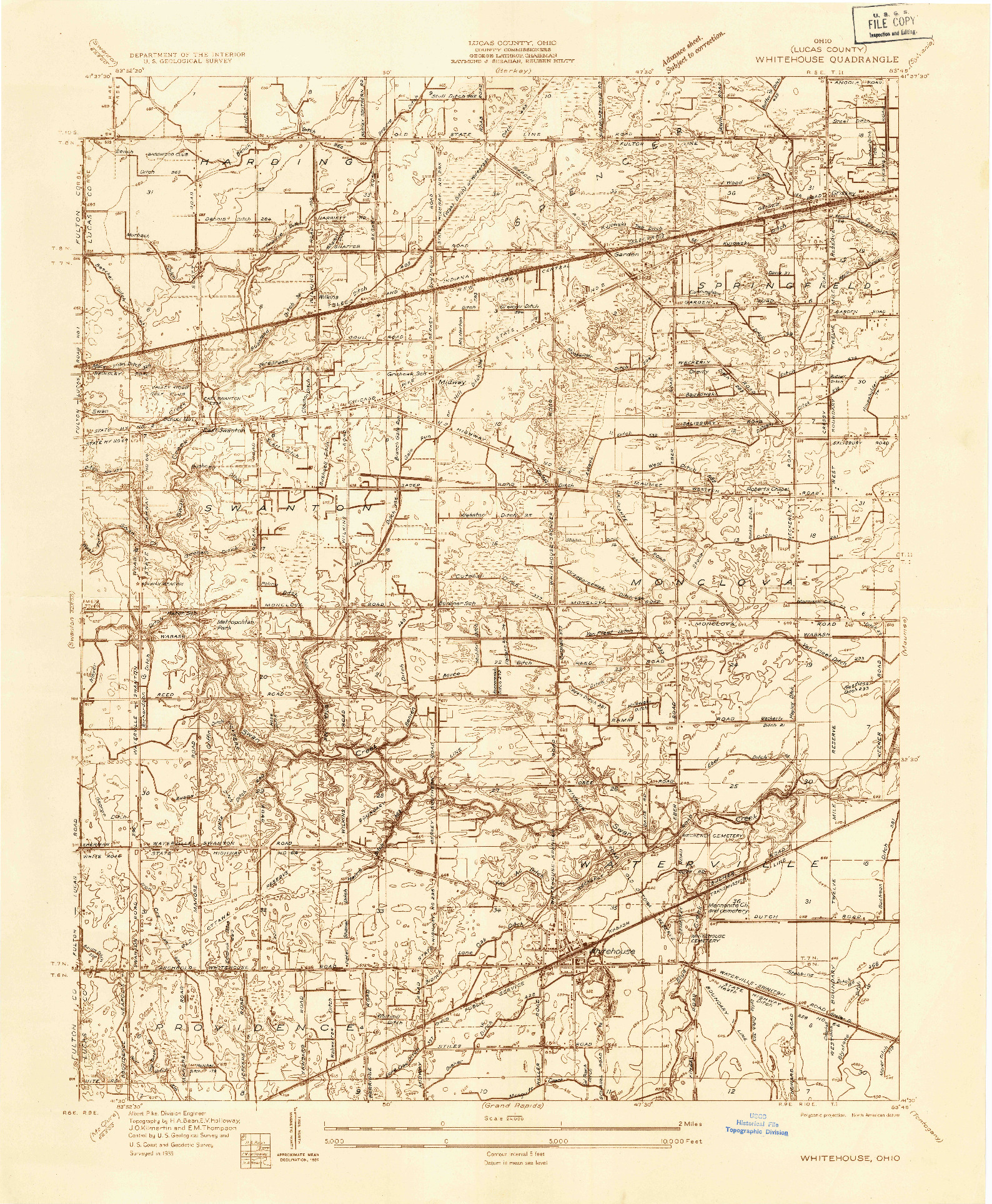 USGS 1:24000-SCALE QUADRANGLE FOR WHITEHOUSE, OH 1935