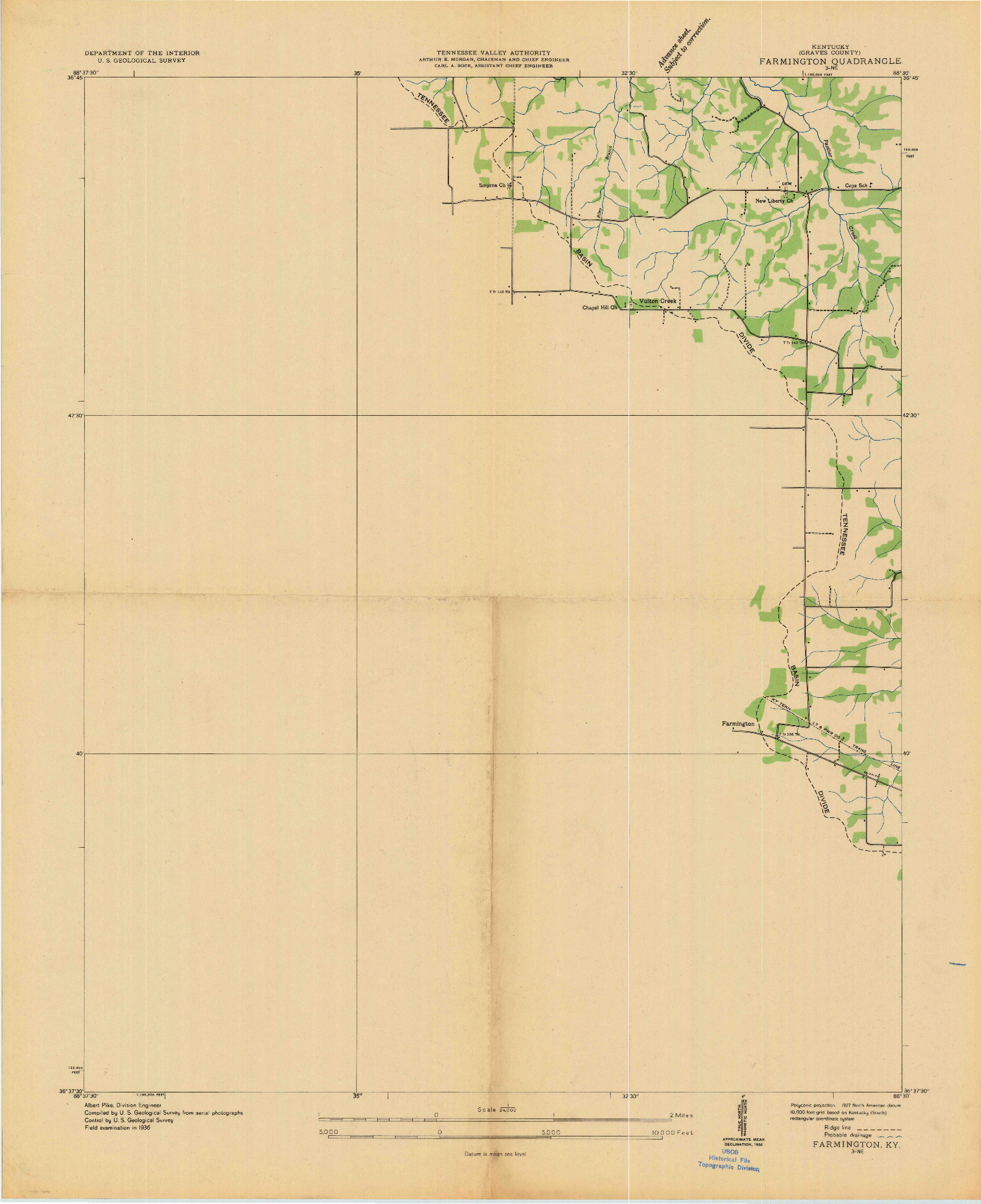 USGS 1:24000-SCALE QUADRANGLE FOR FARMINGTON, KY 1936