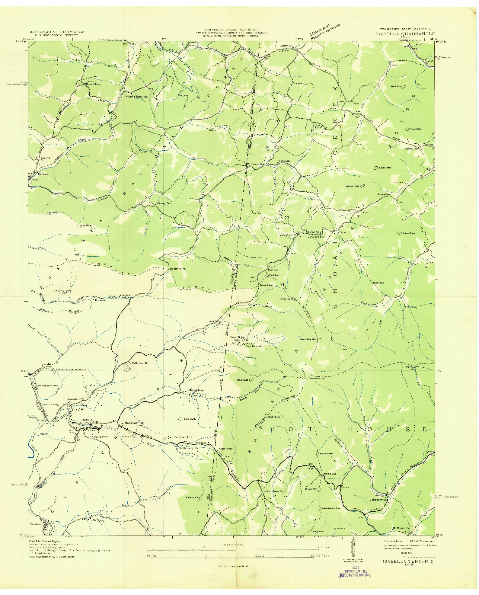 USGS 1:24000-SCALE QUADRANGLE FOR ISABELLA, TN 1936