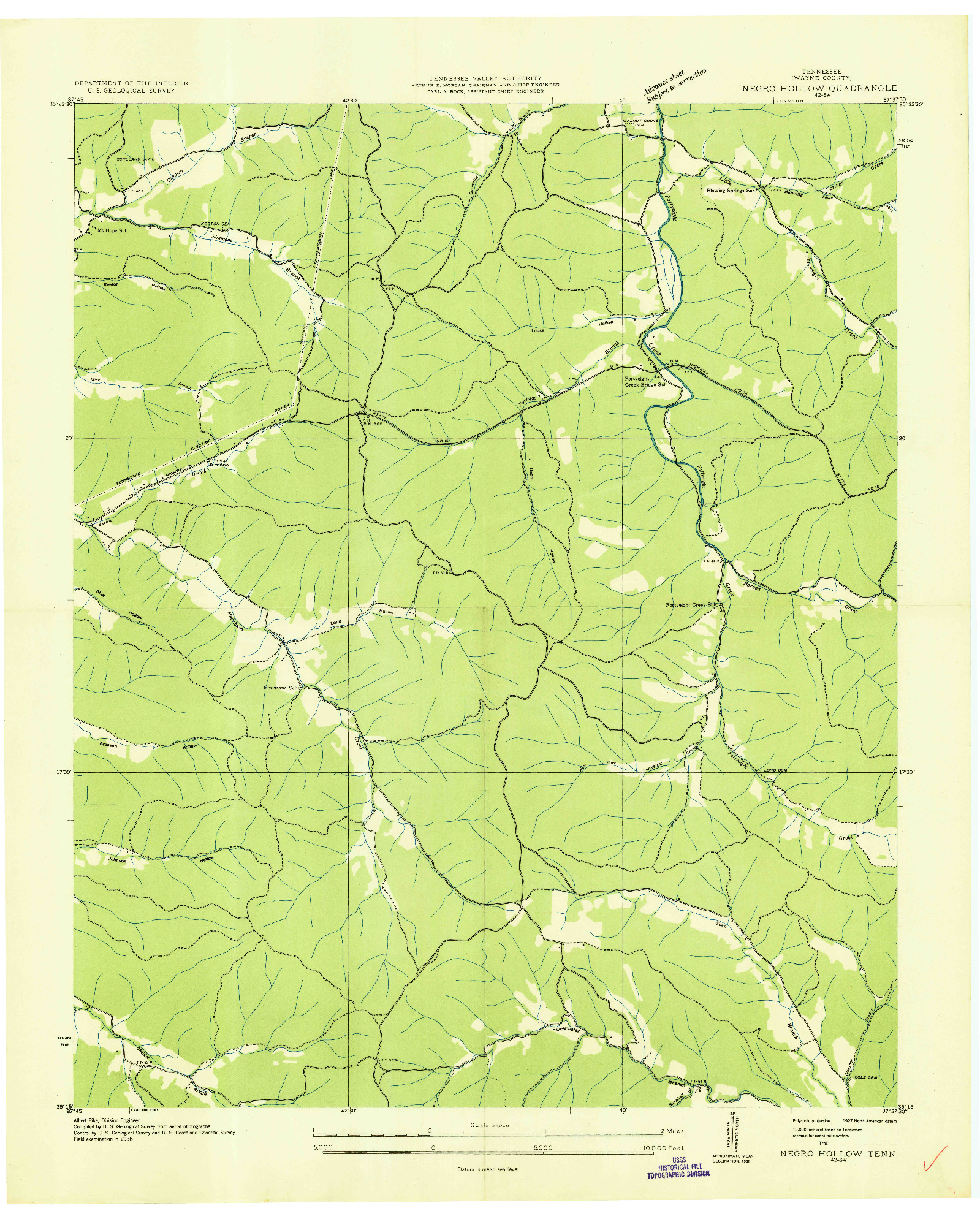 USGS 1:24000-SCALE QUADRANGLE FOR NEGRO HOLLOW, TN 1936