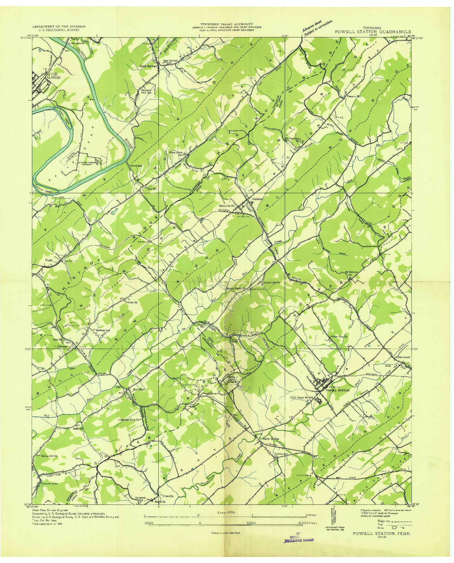 USGS 1:24000-SCALE QUADRANGLE FOR POWELL STATION, TN 1936