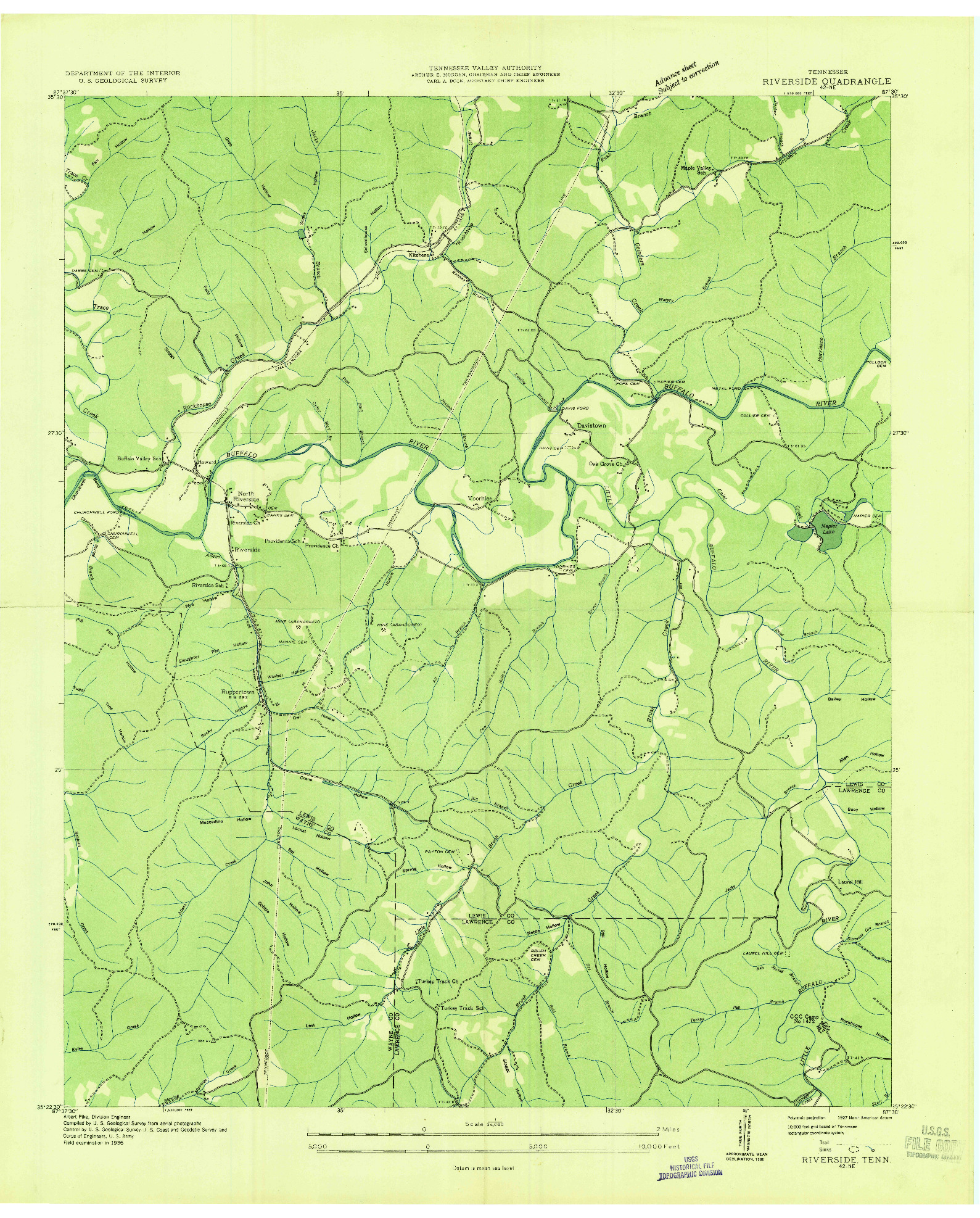 USGS 1:24000-SCALE QUADRANGLE FOR RIVERSIDE, TN 1936