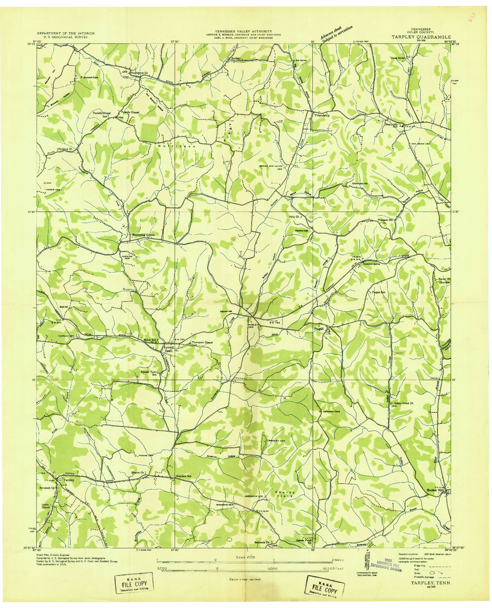 USGS 1:24000-SCALE QUADRANGLE FOR TARPLEY, TN 1936