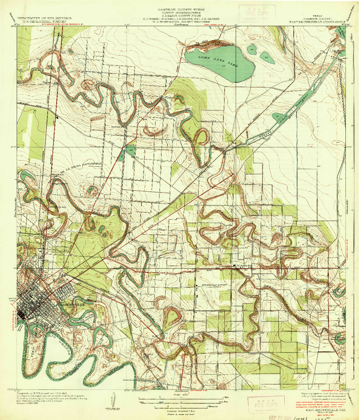 USGS 1:31680-SCALE QUADRANGLE FOR EAST BROWNSVILLE, TX 1936