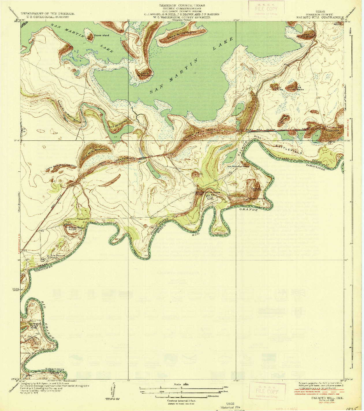 USGS 1:31680-SCALE QUADRANGLE FOR PALMITO HILL, TX 1936