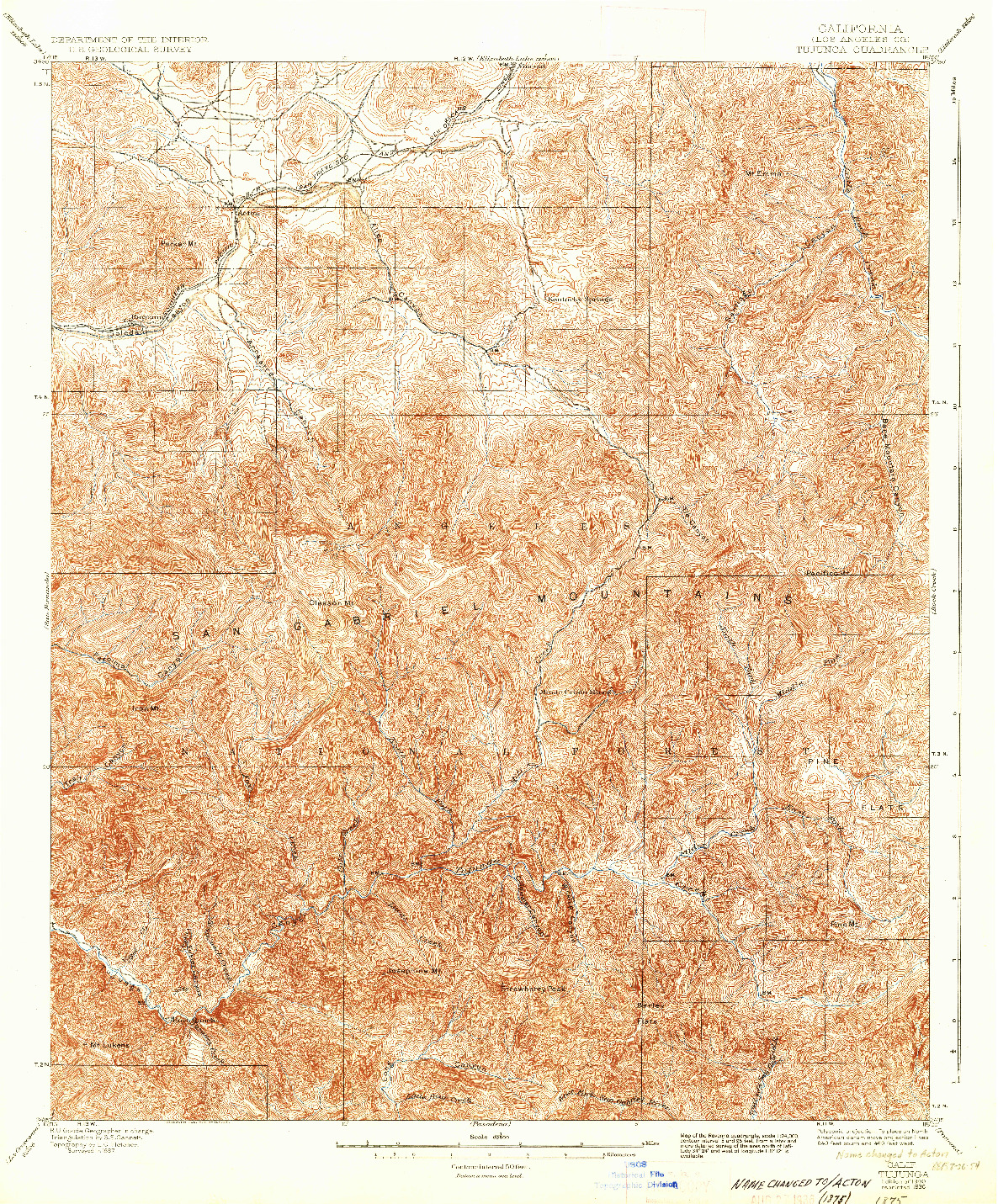 USGS 1:62500-SCALE QUADRANGLE FOR TUJUNGA, CA 1900