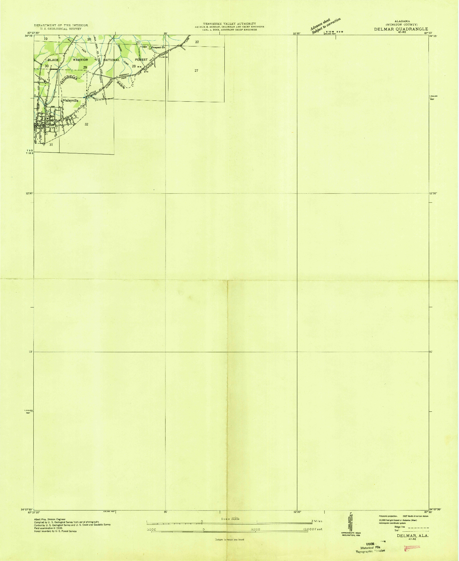 USGS 1:24000-SCALE QUADRANGLE FOR DELMAR, AL 1936