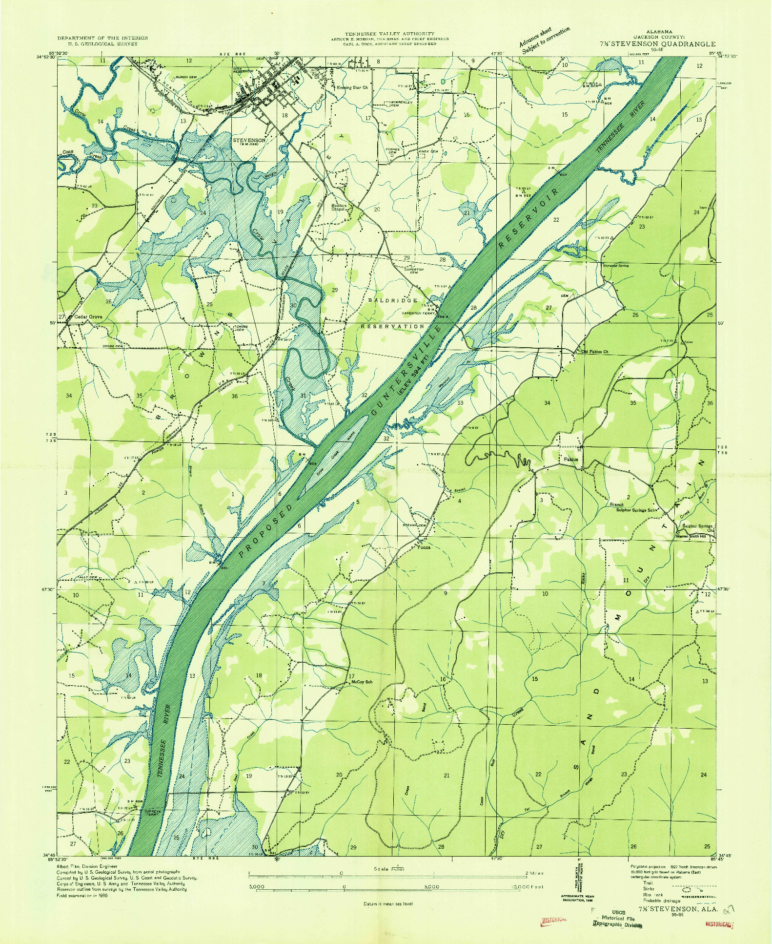 USGS 1:24000-SCALE QUADRANGLE FOR STEVENSON, AL 1936