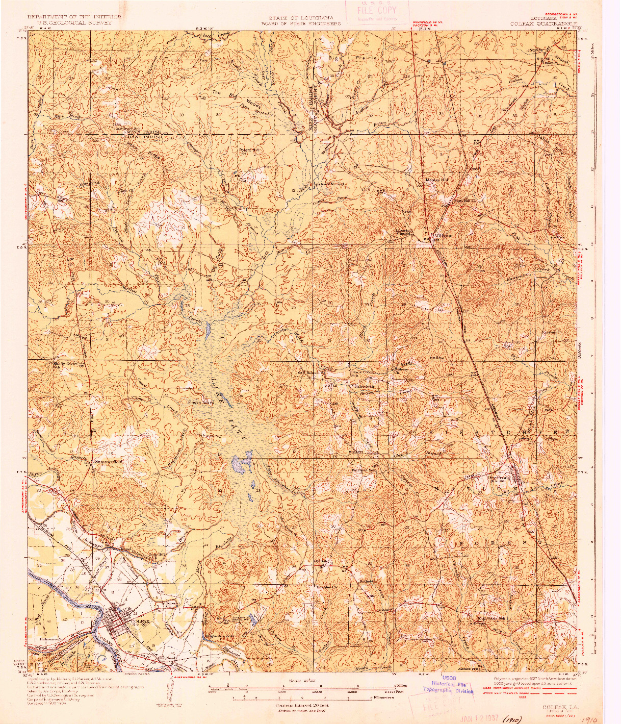 USGS 1:62500-SCALE QUADRANGLE FOR COLFAX, LA 1936