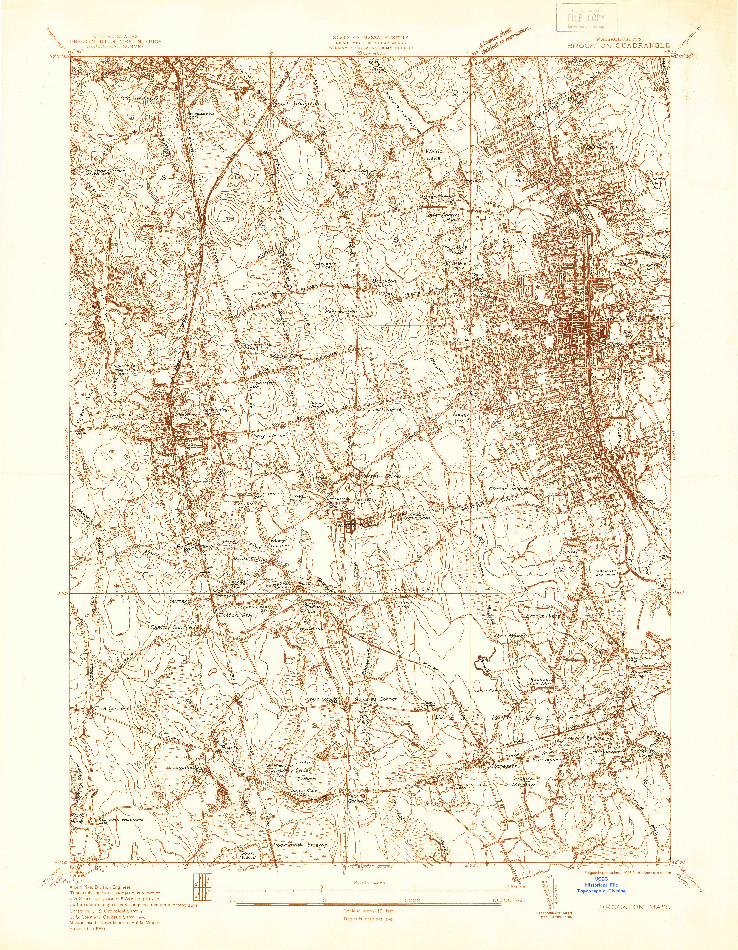 USGS 1:24000-SCALE QUADRANGLE FOR BROCKTON, MA 1936