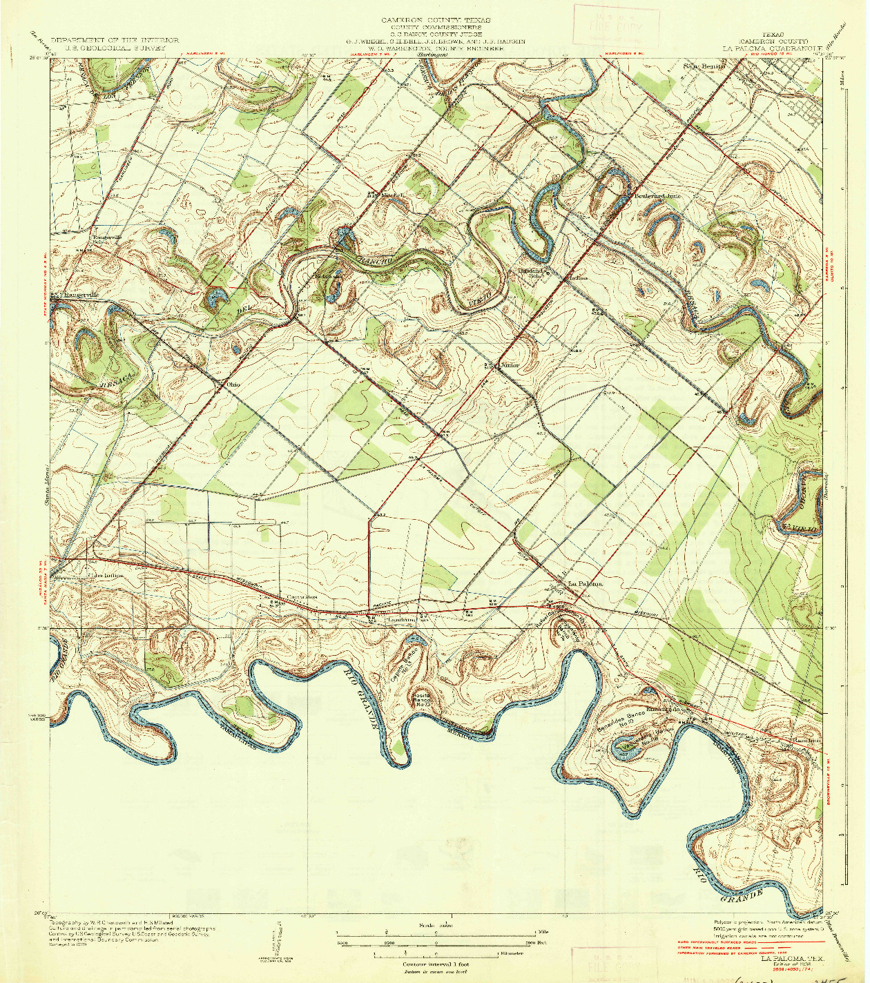 USGS 1:31680-SCALE QUADRANGLE FOR LA PALOMA, TX 1936