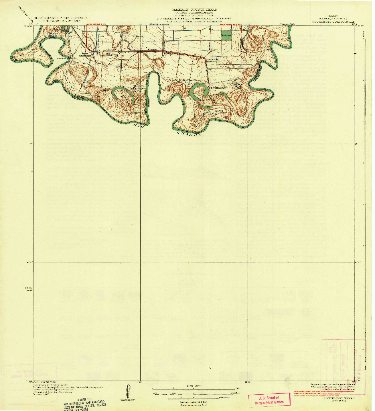 USGS 1:31680-SCALE QUADRANGLE FOR SOUTHMOST, TX 1936