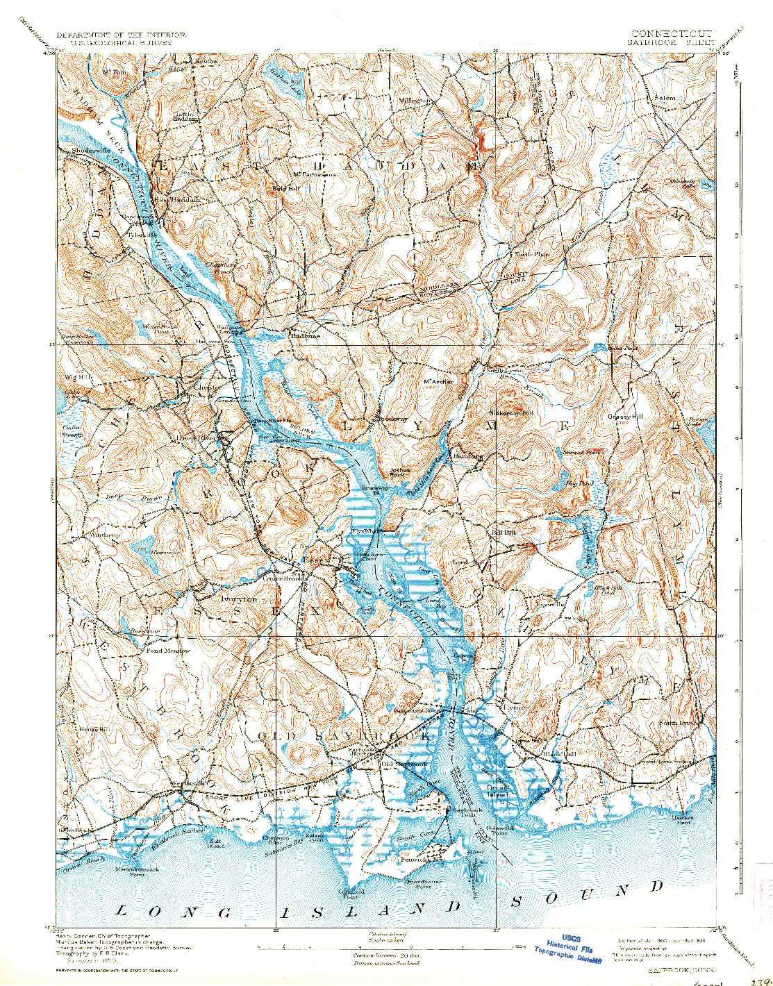 USGS 1:62500-SCALE QUADRANGLE FOR SAYBROOK, CT 1893