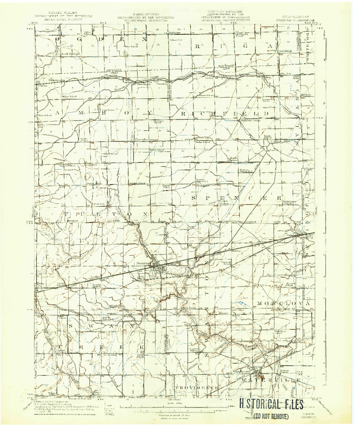 USGS 1:62500-SCALE QUADRANGLE FOR SWANTON, OH 1914