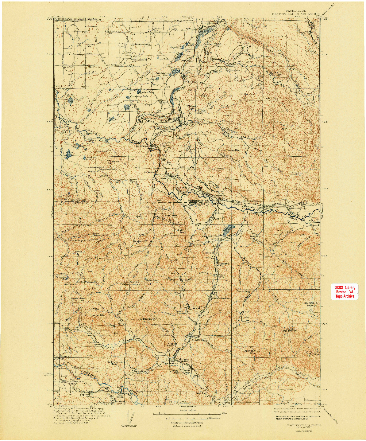 USGS 1:125000-SCALE QUADRANGLE FOR EATONVILLE, WA 1937