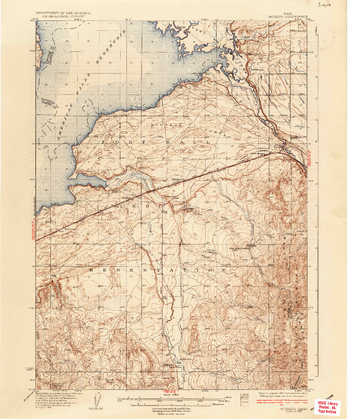 USGS 1:62500-SCALE QUADRANGLE FOR MICHAUD, ID 1937