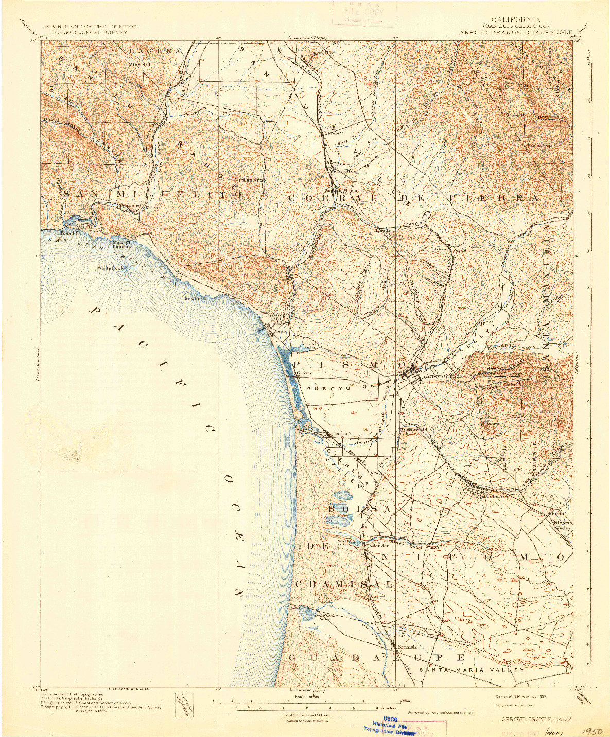 USGS 1:62500-SCALE QUADRANGLE FOR ARROYO GRANDE, CA 1897