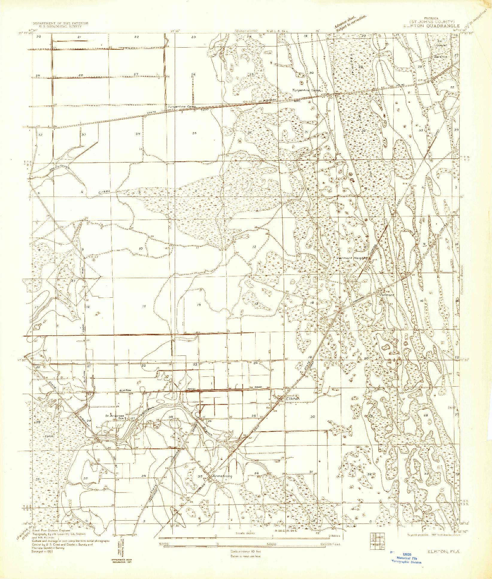 USGS 1:24000-SCALE QUADRANGLE FOR ELKTON, FL 1937
