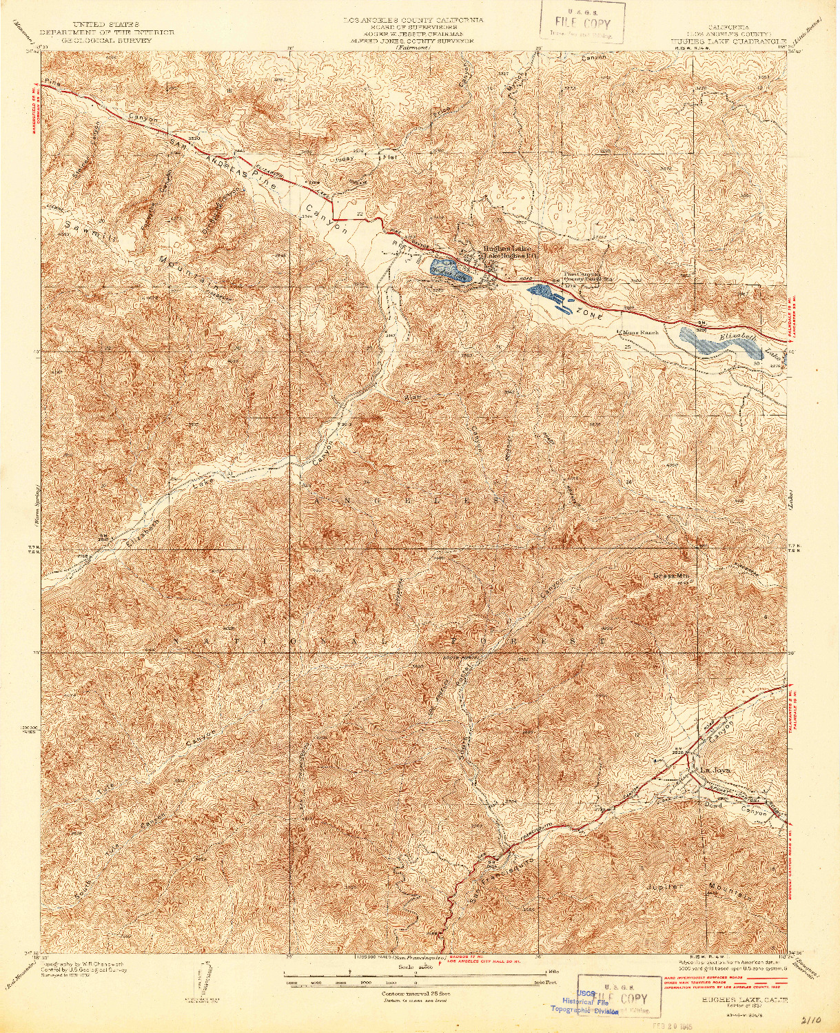 USGS 1:24000-SCALE QUADRANGLE FOR HUGHES LAKE, CA 1937