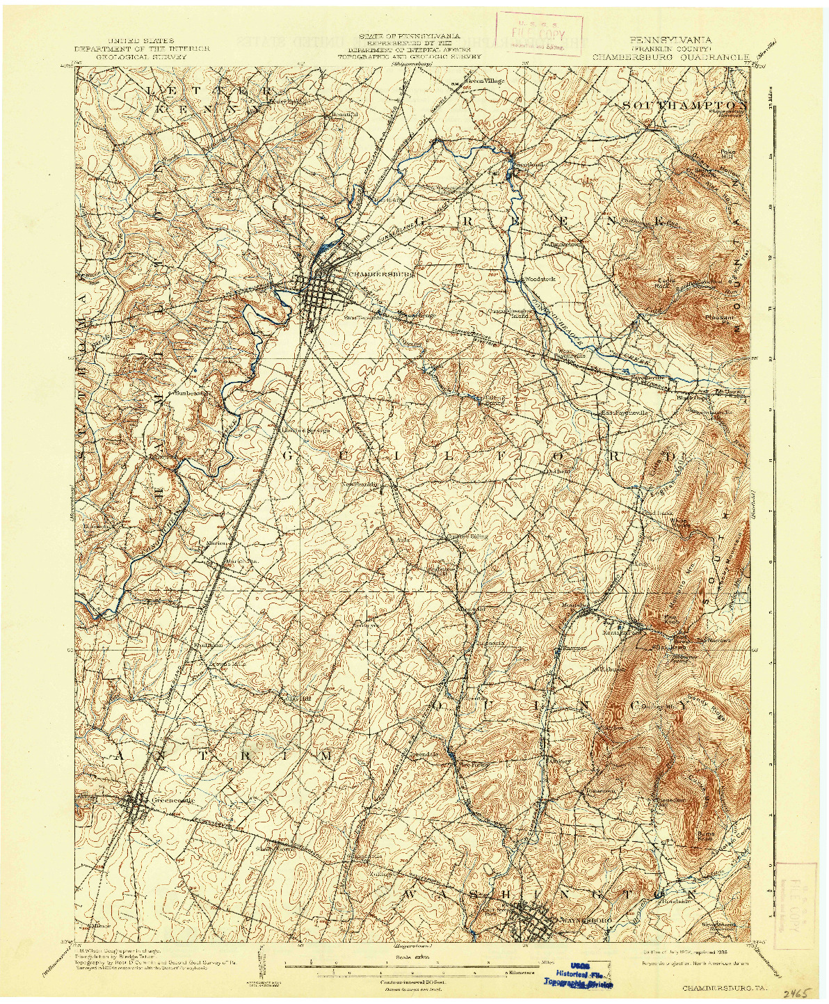 USGS 1:62500-SCALE QUADRANGLE FOR CHAMBERSBURG, PA 1902