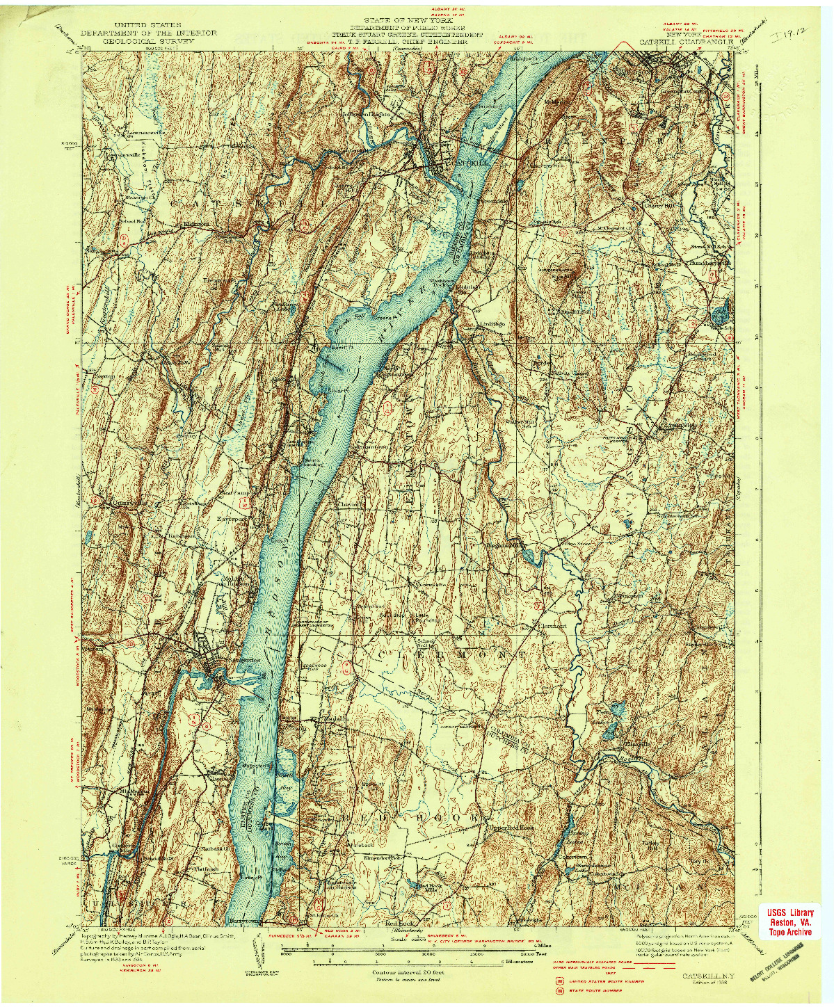 USGS 1:62500-SCALE QUADRANGLE FOR CATSKILL, NY 1938