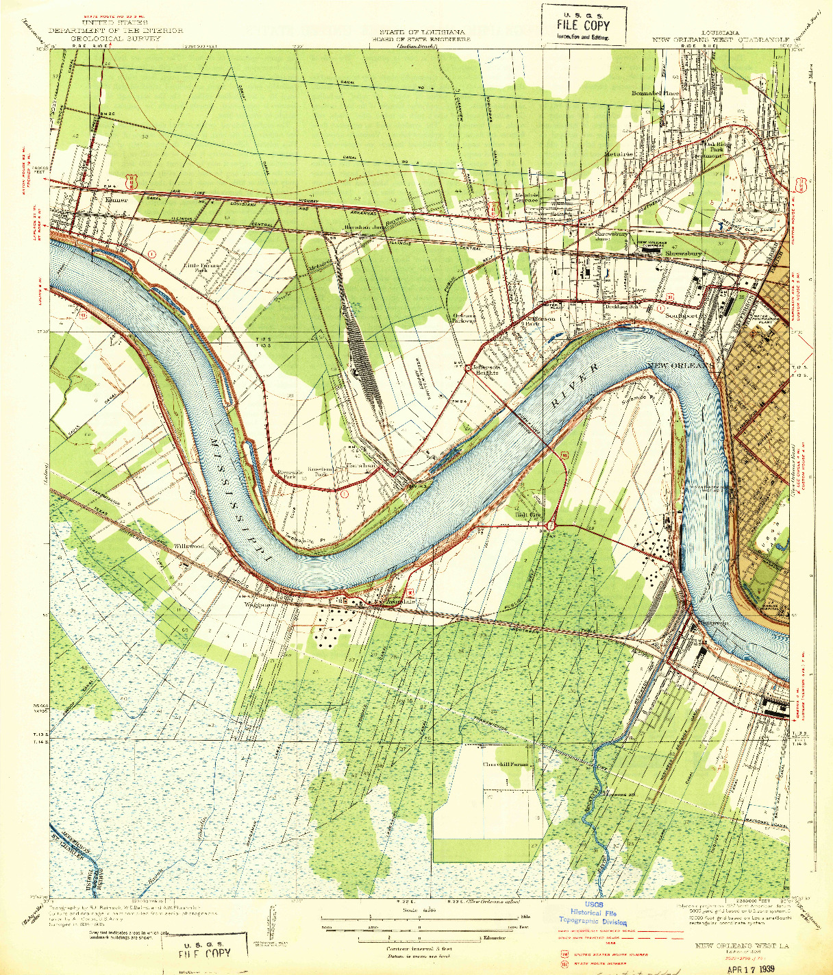 USGS 1:31680-SCALE QUADRANGLE FOR NEW ORLEANS WEST, LA 1938