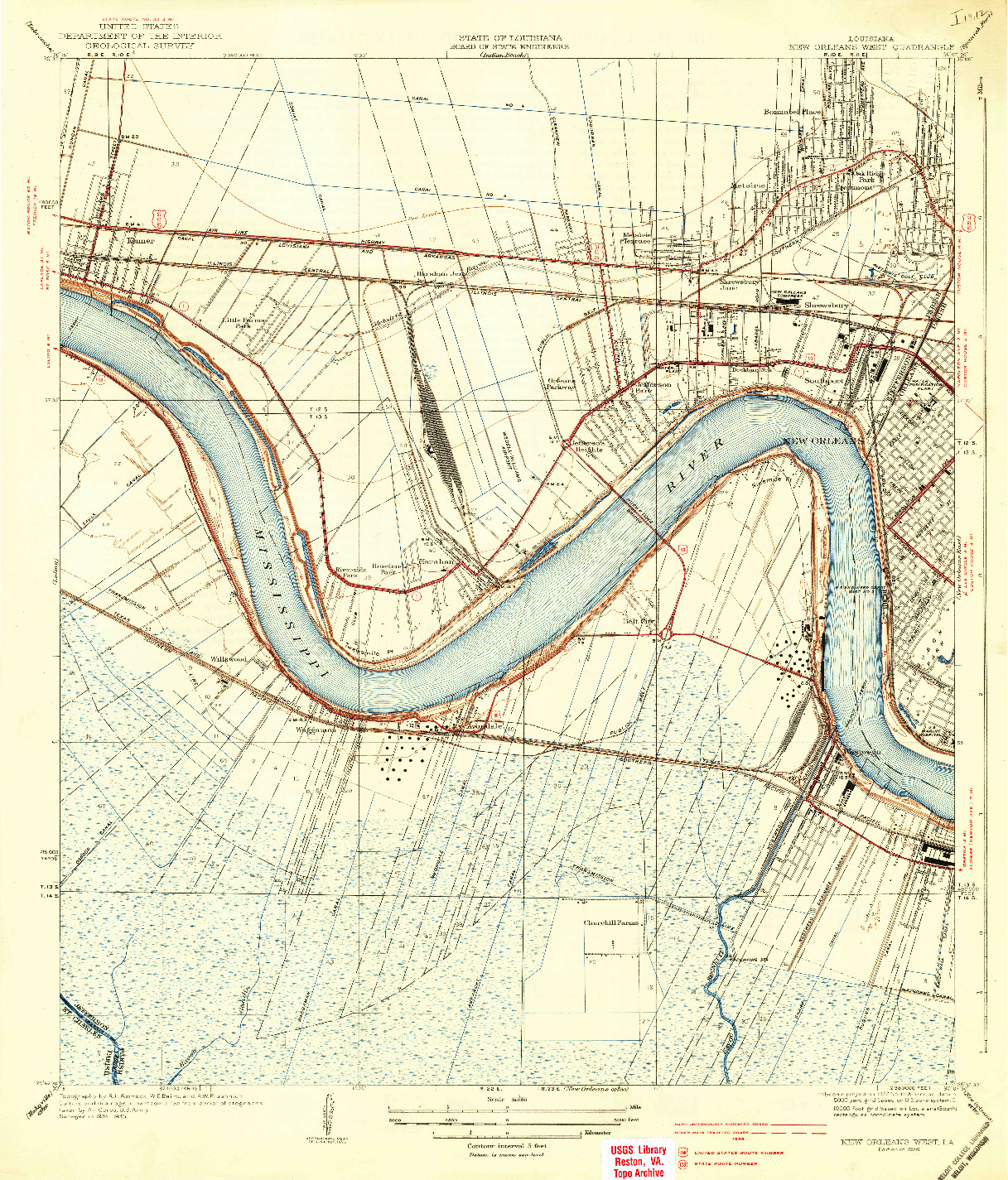 USGS 1:31680-SCALE QUADRANGLE FOR NEW ORLEANS WEST, LA 1938