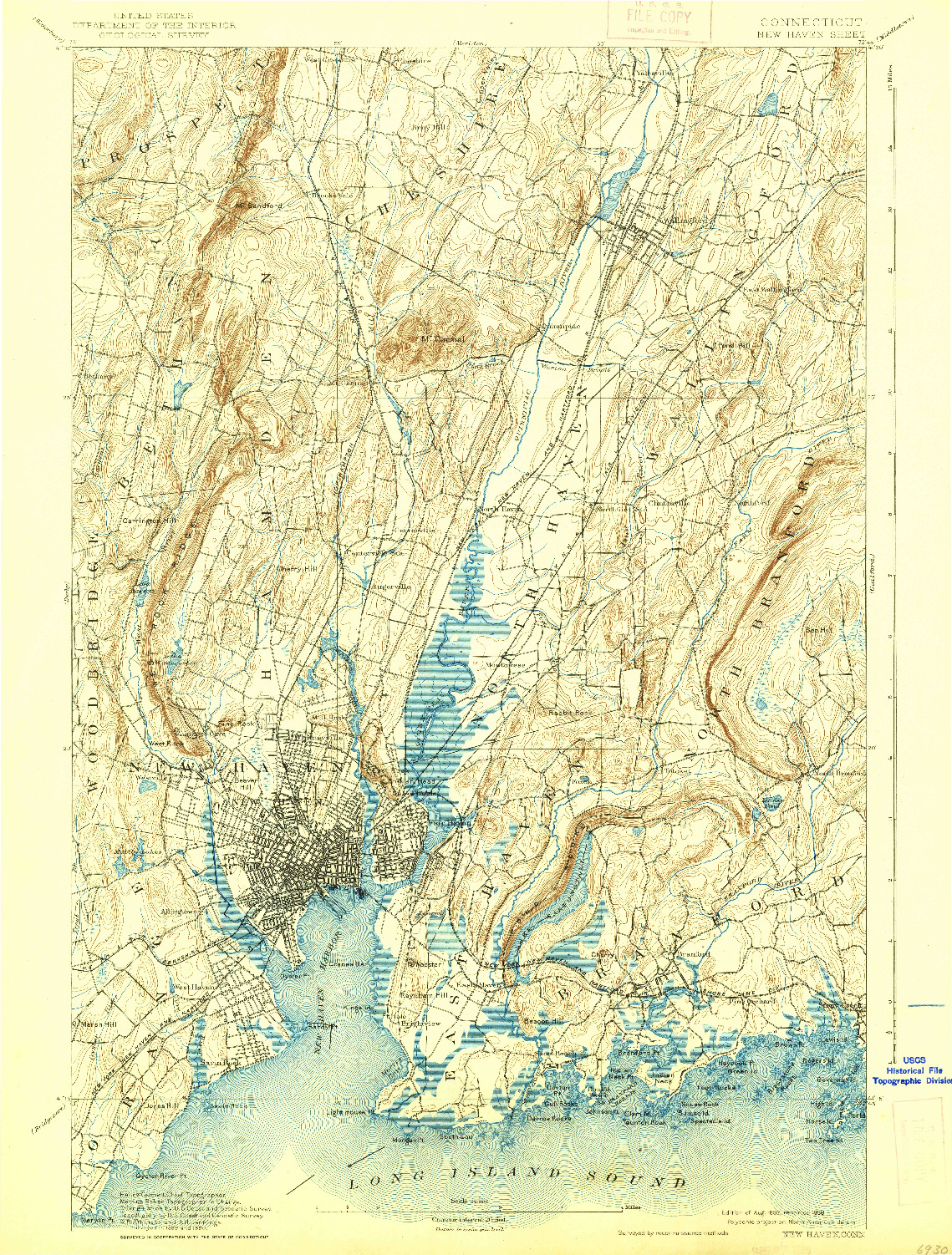 USGS 1:62500-SCALE QUADRANGLE FOR NEW HAVEN, CT 1892