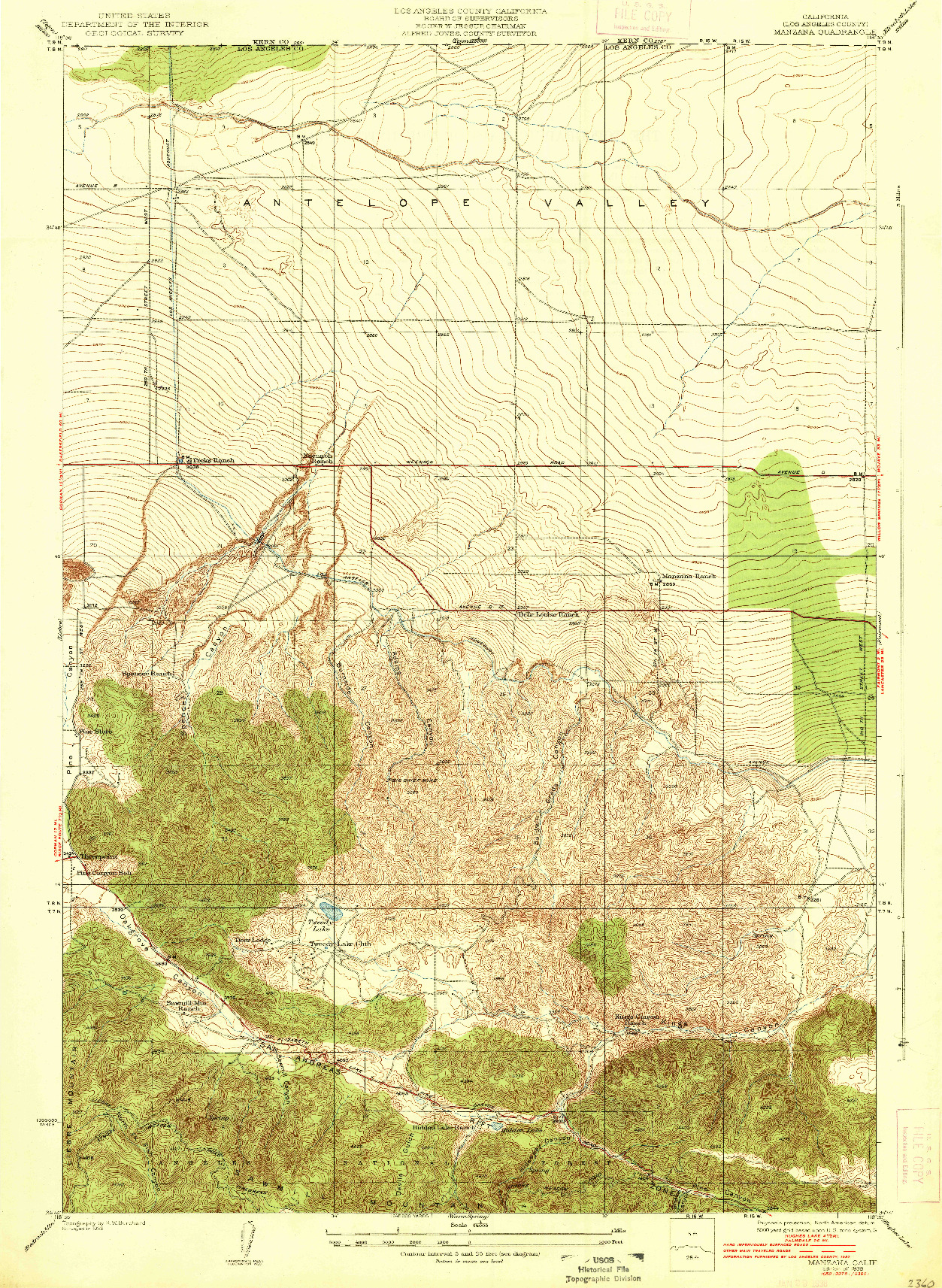 USGS 1:24000-SCALE QUADRANGLE FOR MANZANA, CA 1938