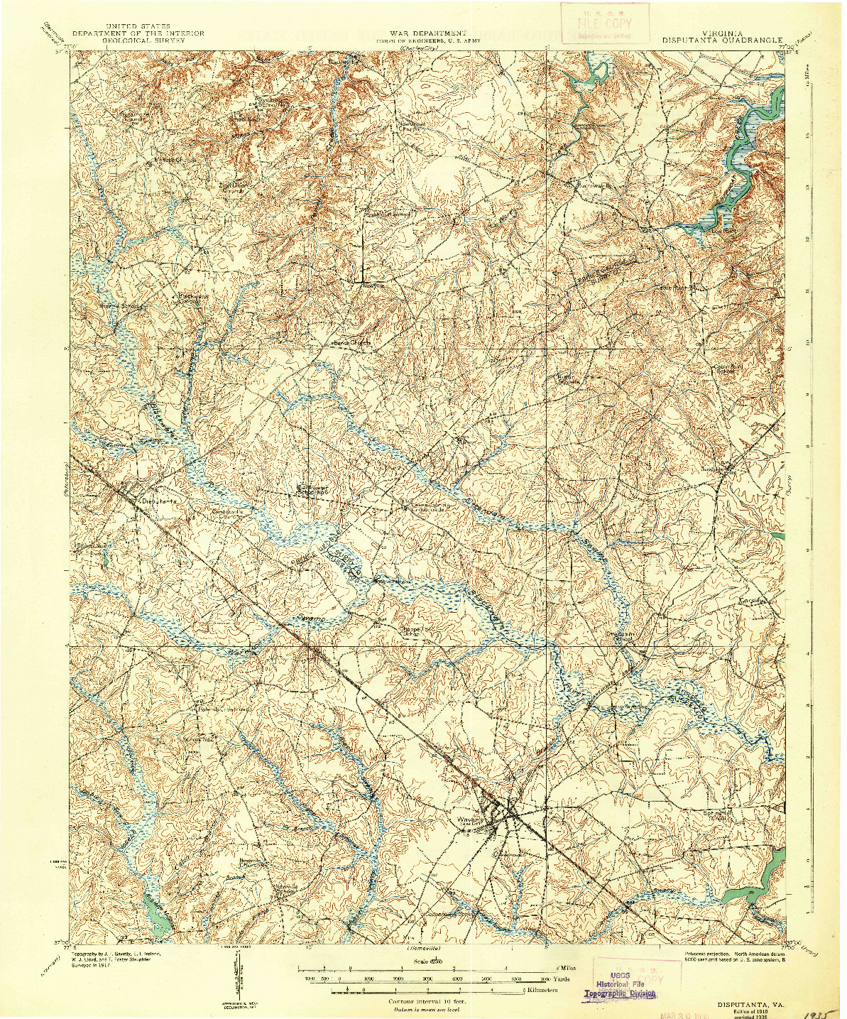 USGS 1:62500-SCALE QUADRANGLE FOR DISPUTANTA, VA 1919